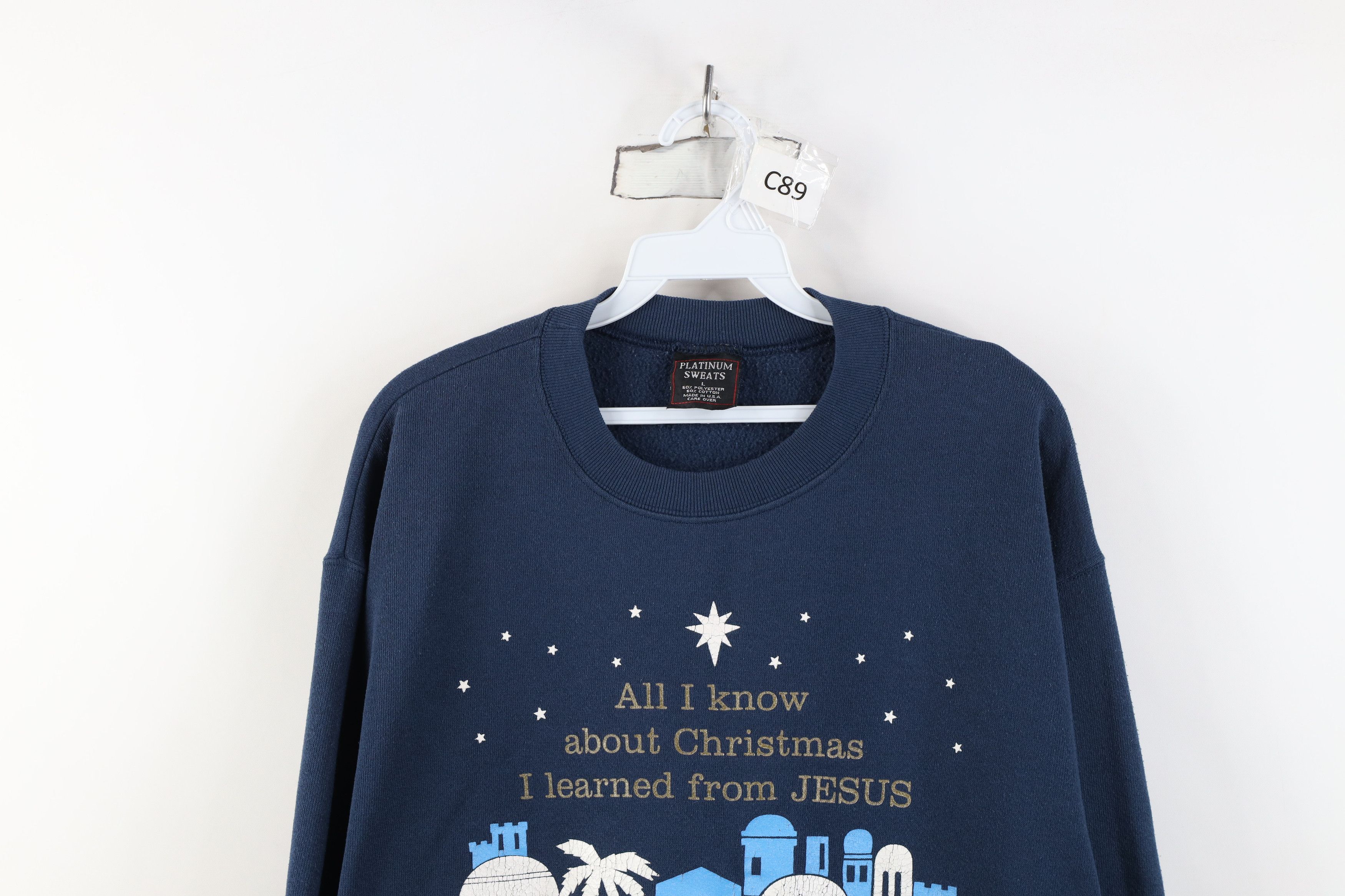 Vintage Vintage 90s About Christmas Jesus Crewneck Sweatshirt USA Size L / US 10 / IT 46 - 2 Thumbnail