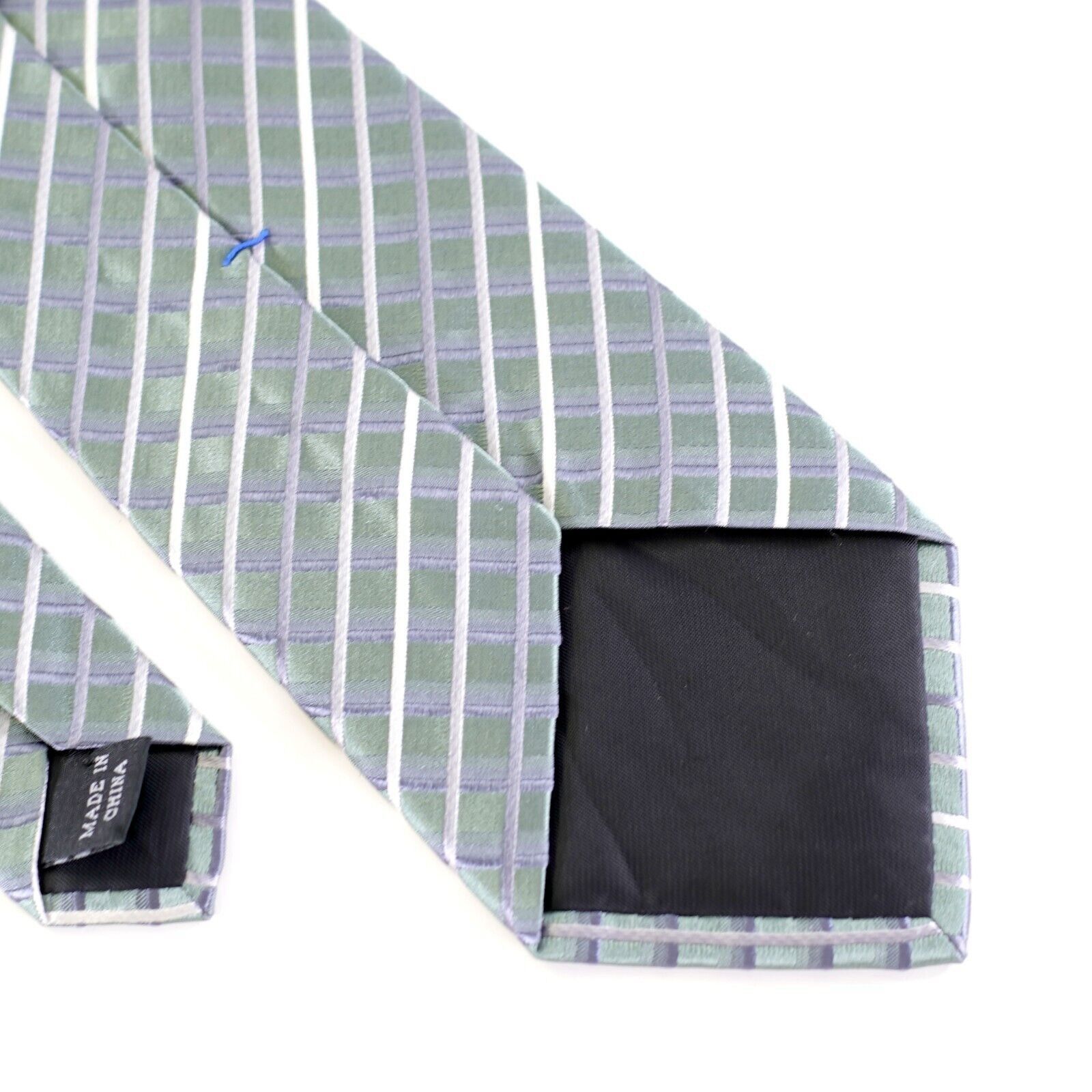 Kenneth Cole Kenneth Cole Reaction Green Gray Metallic Check Silk Tie Size ONE SIZE - 6 Thumbnail