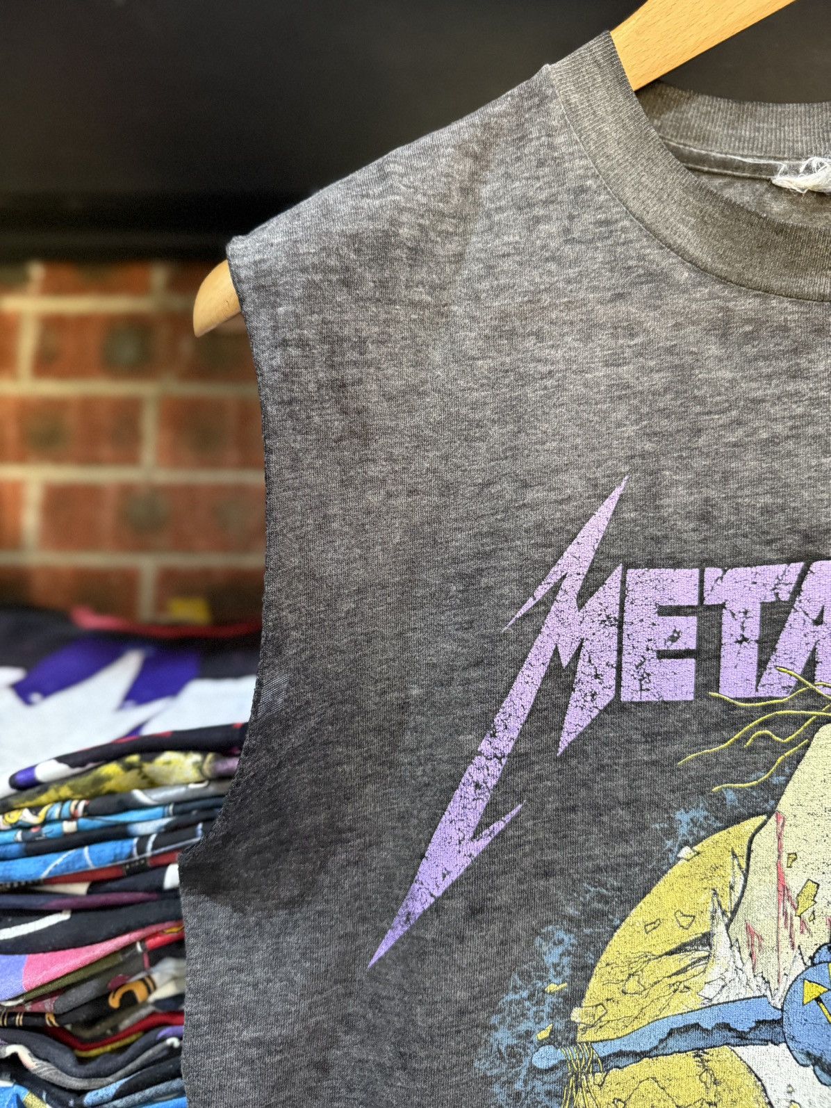 Band Tees Thrashed Vintage 80s Metallica Pushead Paper Thin Tank Top T Size US L / EU 52-54 / 3 - 6 Thumbnail