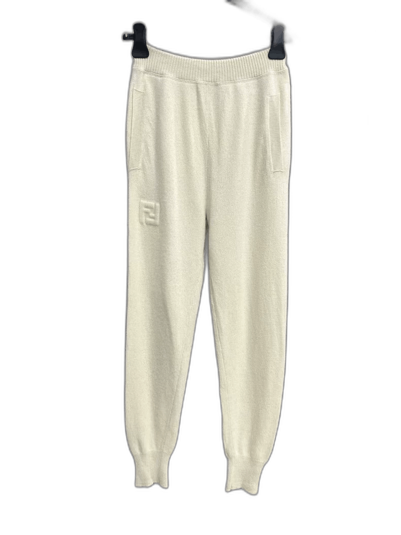 Fendi Fendi Cream Logo Cashmere Sweatpants Size US 38 / EU 54 - 1 Thumbnail