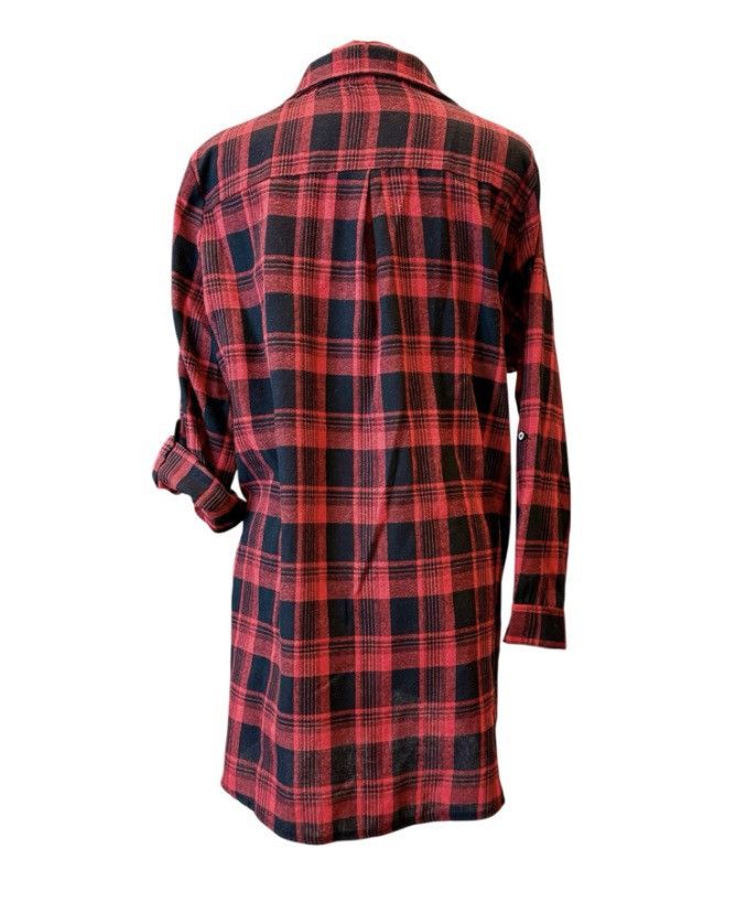 Other Coco + Carmen Red Black Buffalo Plaid Flannel Shirt Dress Size XXL / US 16-18 / IT 52-54 - 2 Thumbnail