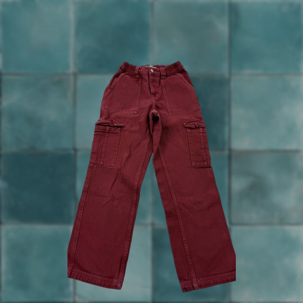 Pacsun PacSun Cargo Pants Womens XS Red 100% Cotton Elastic Waist Casual Pants Size 26" / US 2 / IT 38 - 1 Thumbnail