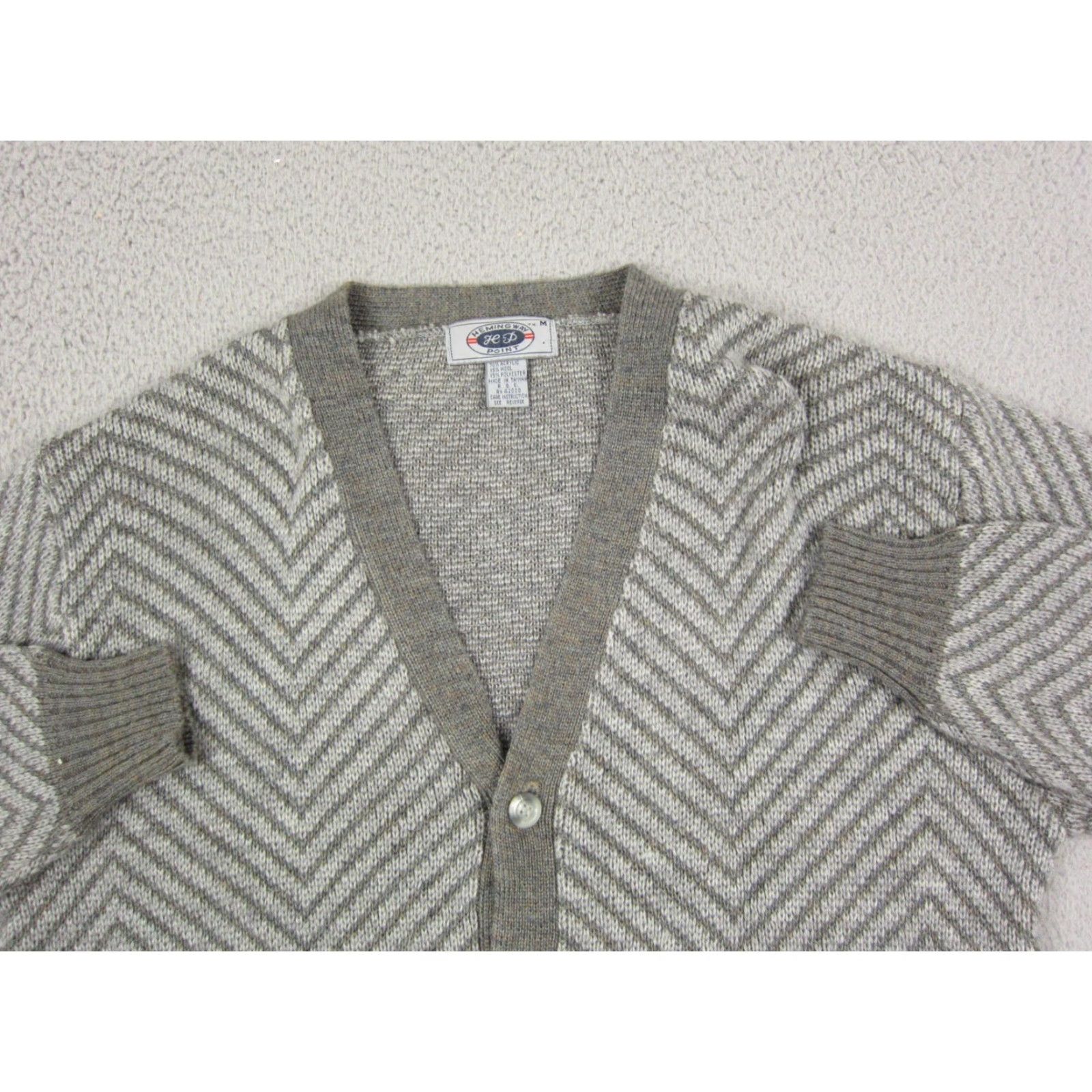 Vintage VINTAGE Heming Way Point Cardigan Mens M Gray Zig Zag 80s Wool Sweater Shirt Knit Jumper Style Cardigan Mens Regular Winter Fall Spring Mens Size US M / EU 48-50 / 2 - 2 Thumbnail