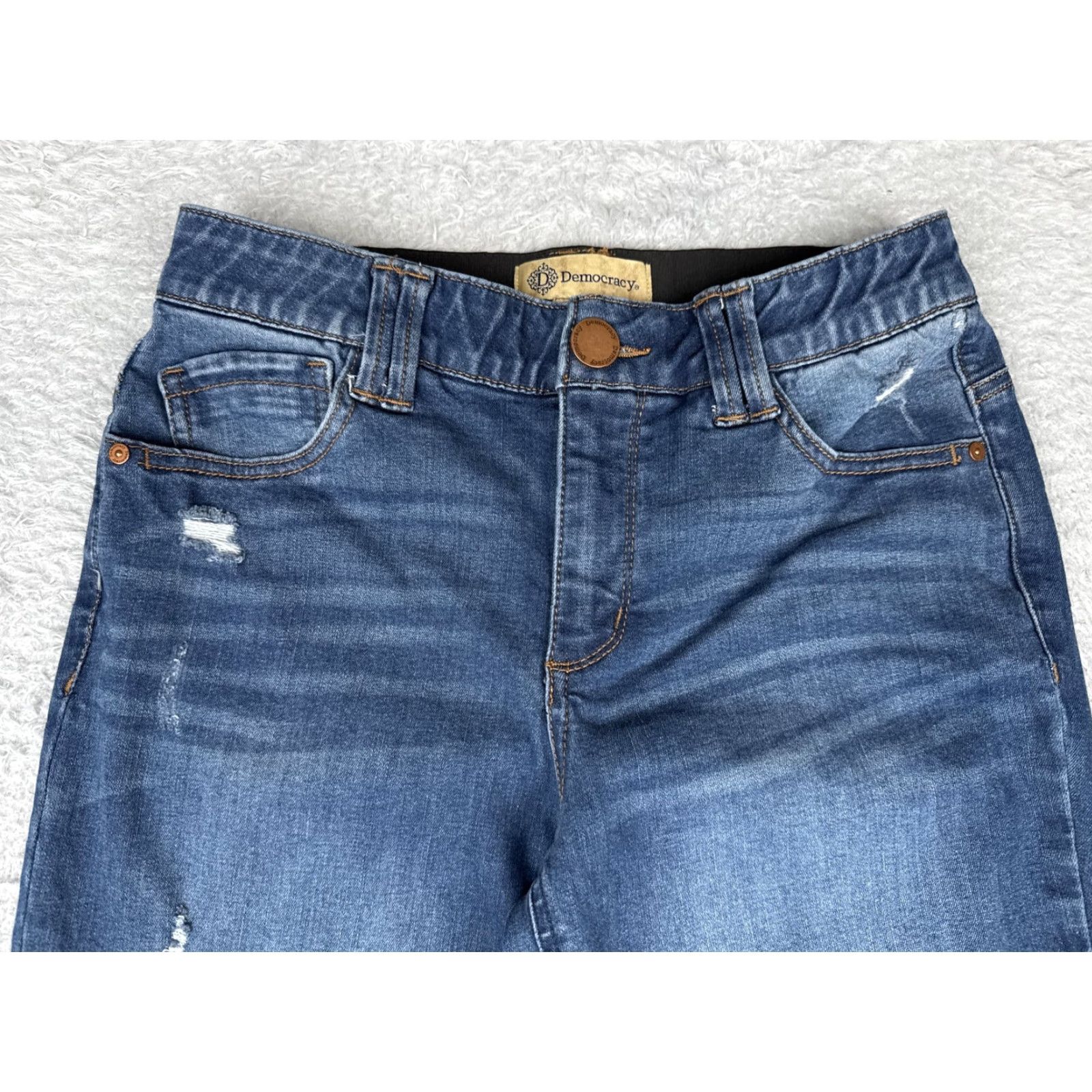 Vintage Democracy Jeans Womens Bootcut Mid Rise Distressed Denim 6 Blue 27x30 Pocket 5-Pocket Stretch Raw Hem Classic Comfortable Clothing Size 28" / US 6 / IT 42 - 4 Thumbnail
