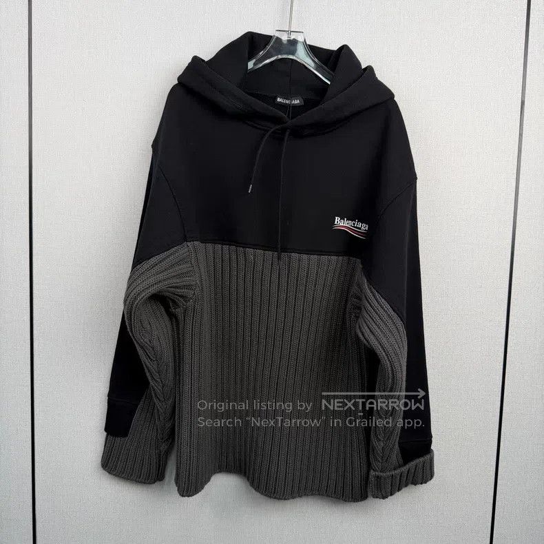 Balenciaga Balenciaga Black and Grey Combined Hoodie Size US S / EU 44-46 / 1 - 1 Thumbnail