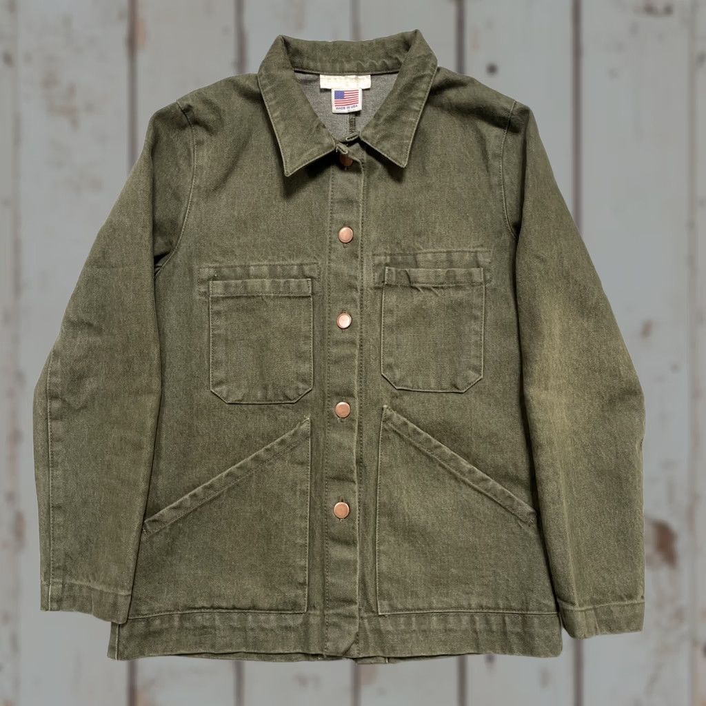Denime Carleen Kelsy Parkhouse Denim Chore Work Ranch Jacket Made In USA Women’s S Denim Jacket Green Western Army Designer LA Vintage? Size S / US 4 / IT 40 - 1 Thumbnail