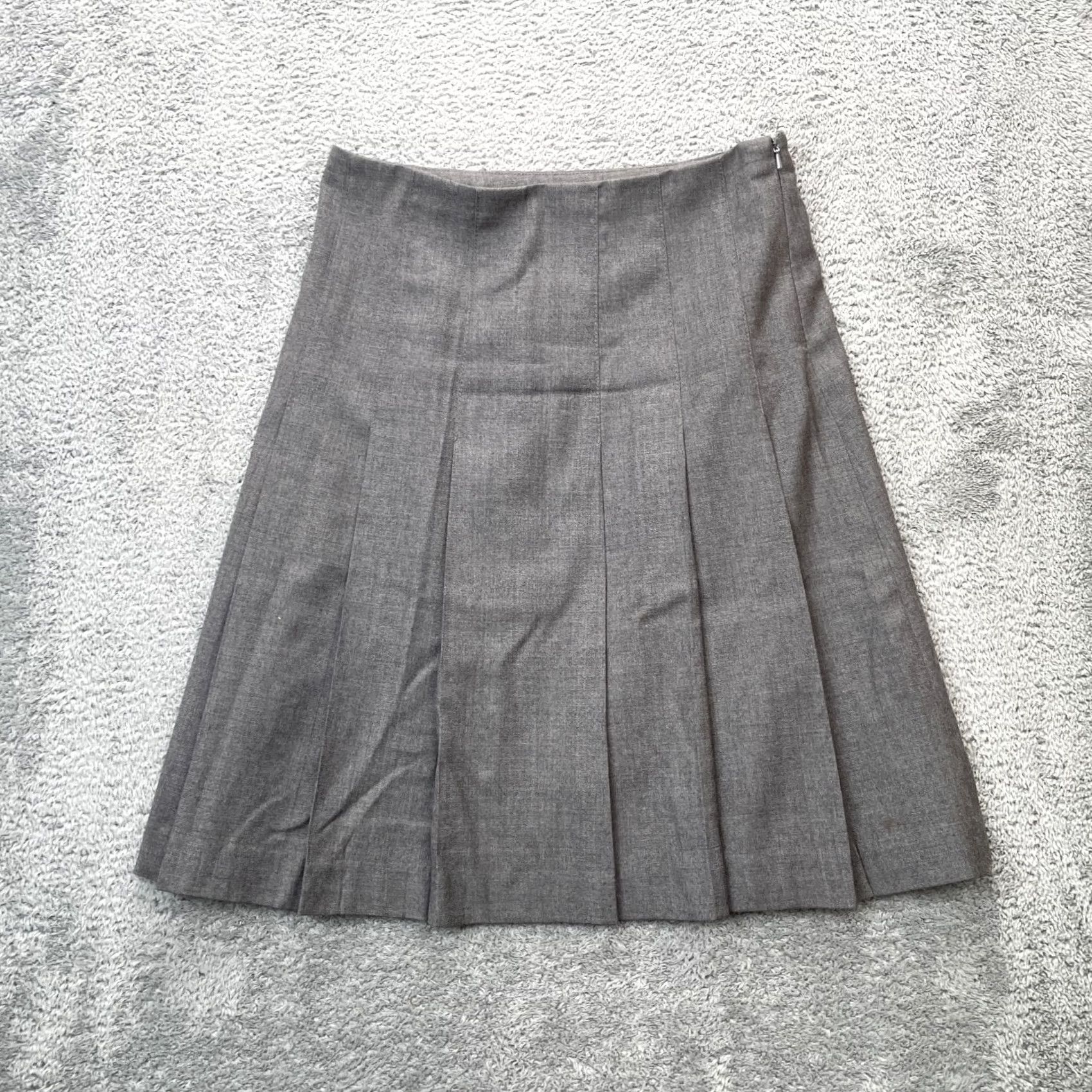 Banana Republic Banana Republic Womens 0 Gray A Line Stretch Wool Blend Pleated Side Zip Size 25" / US 0 / IT 36 - 2 Thumbnail