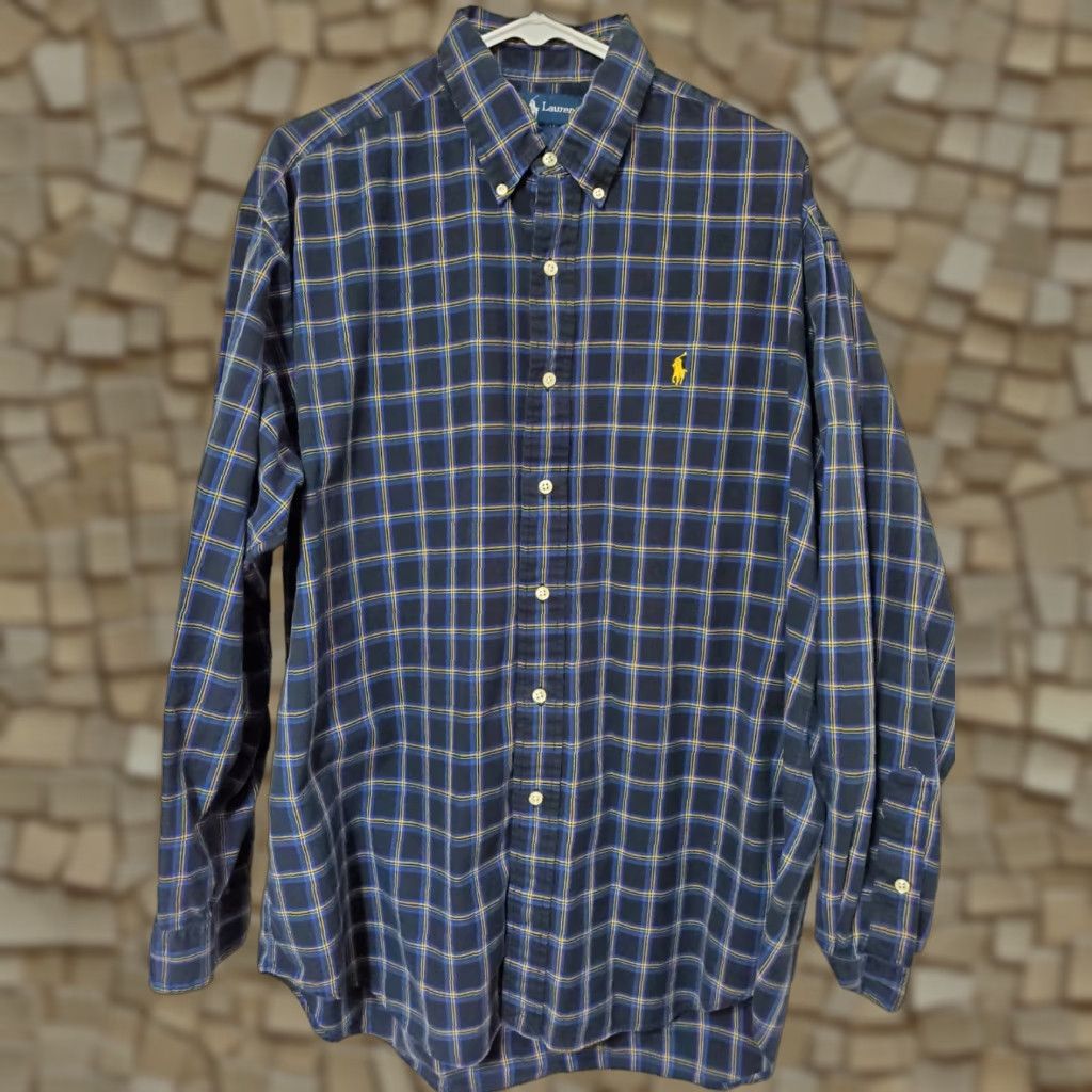 Ralph Lauren Ralph Lauren Men's Blake Shirt Button-Up Regular 100% Cotton Navy Plaid Large Long Sleeve Button-Down Collared Logo Casual Travel"} Size US L / EU 52-54 / 3 - 1 Thumbnail