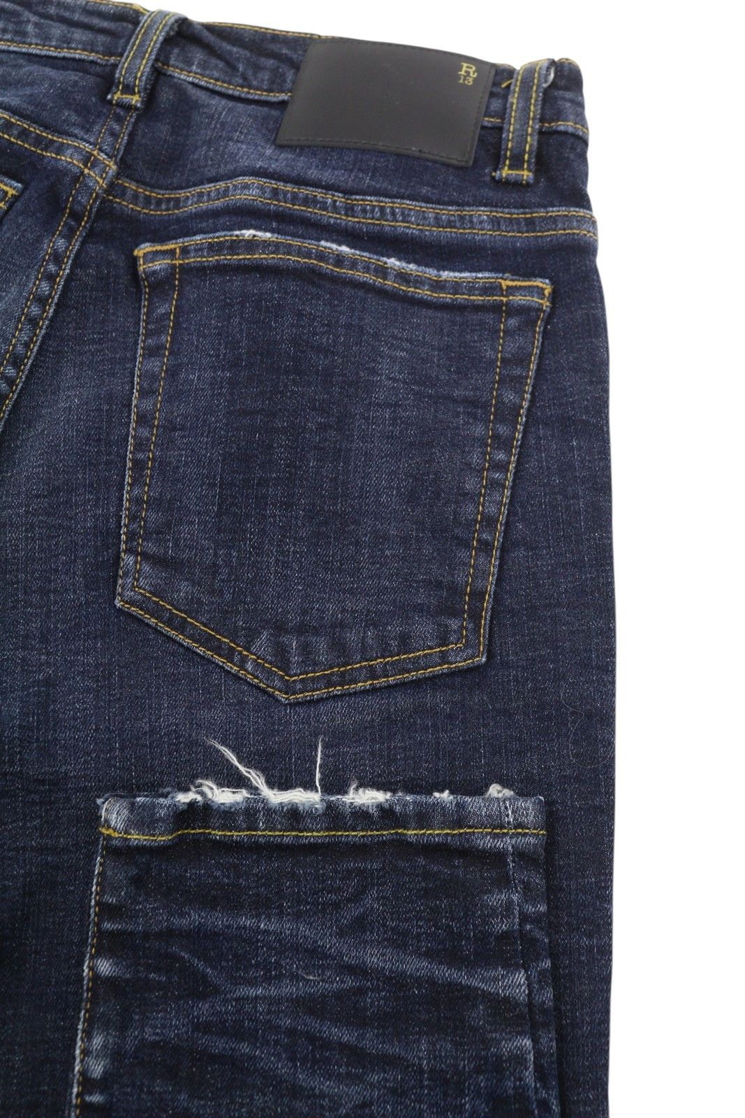 R13 HIGH RISE SKINNY 27 Howell Indigo Faded Whiskers 86352 Size 27" / US 4 / IT 40 - 5 Thumbnail