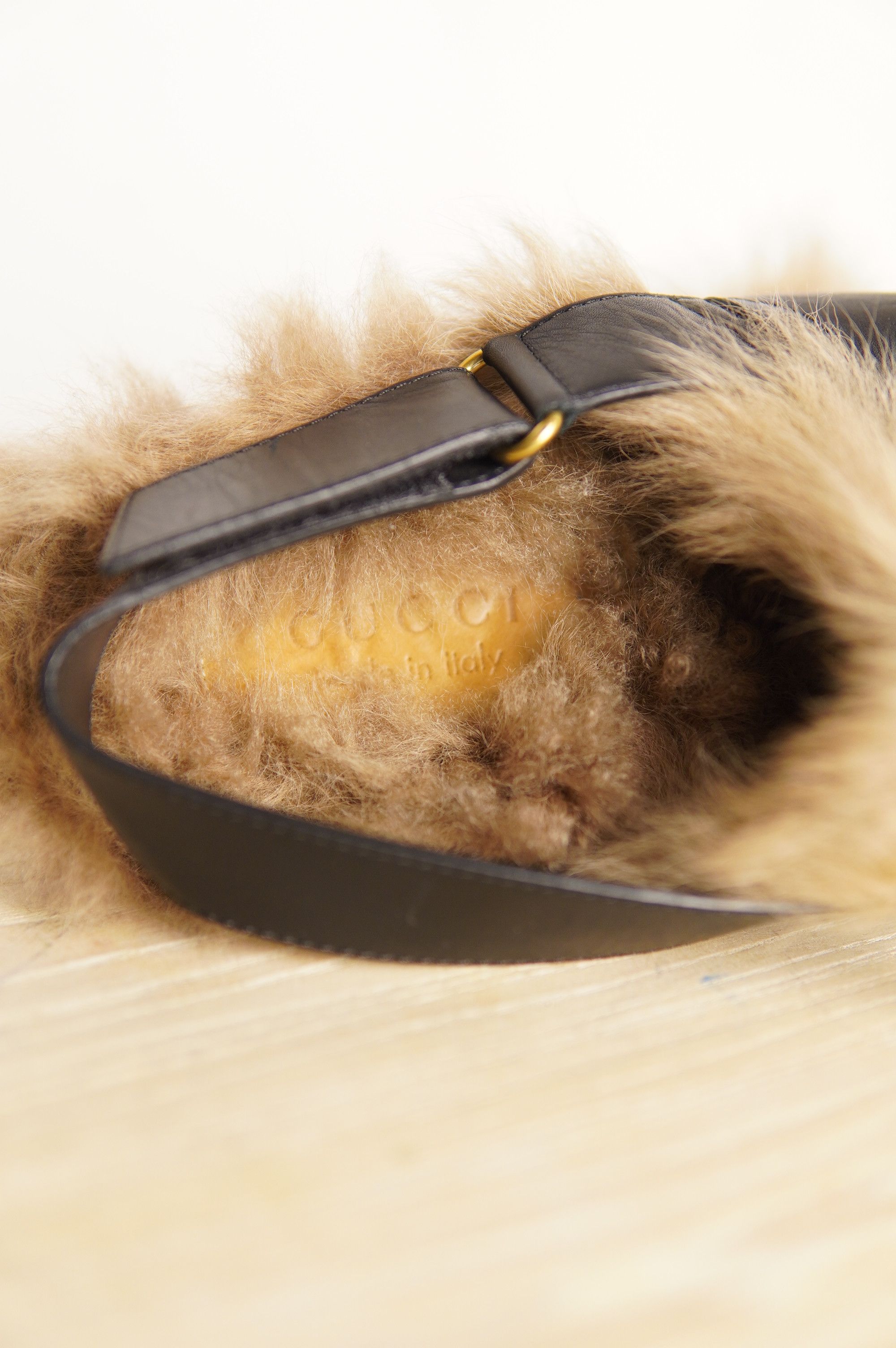 Gucci Gucci Black Leather Calf Fur Horsebit Sandals Size US 10 / EU 43 - 6 Thumbnail