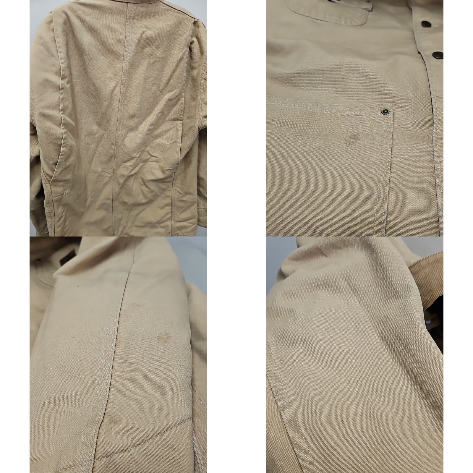 Carhartt VINTAGE Carhartt J97 Chore Coat Medium Beige Distressed Lined 90s Workwear Made in USA Mens Jacket Size US M / EU 48-50 / 2 - 8 Thumbnail