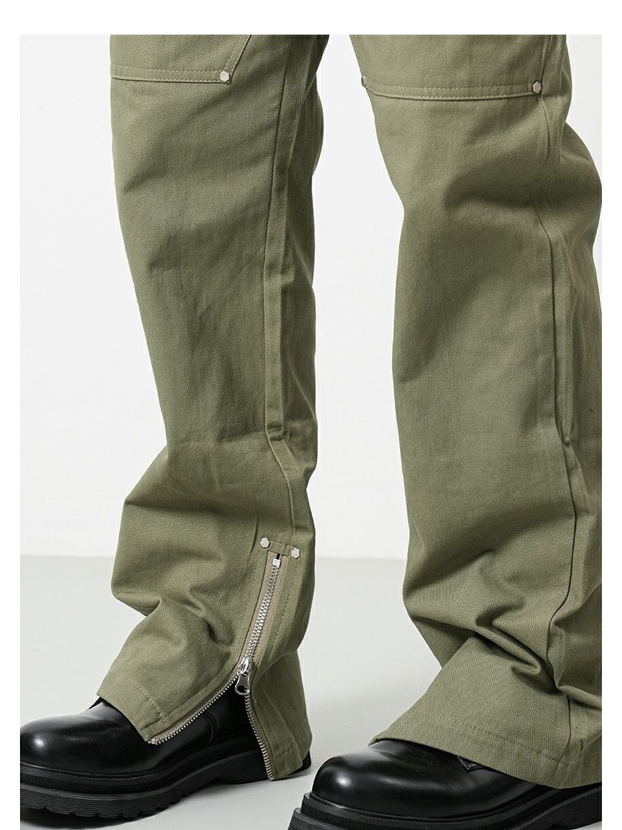 zipper utility flared military cargo pants