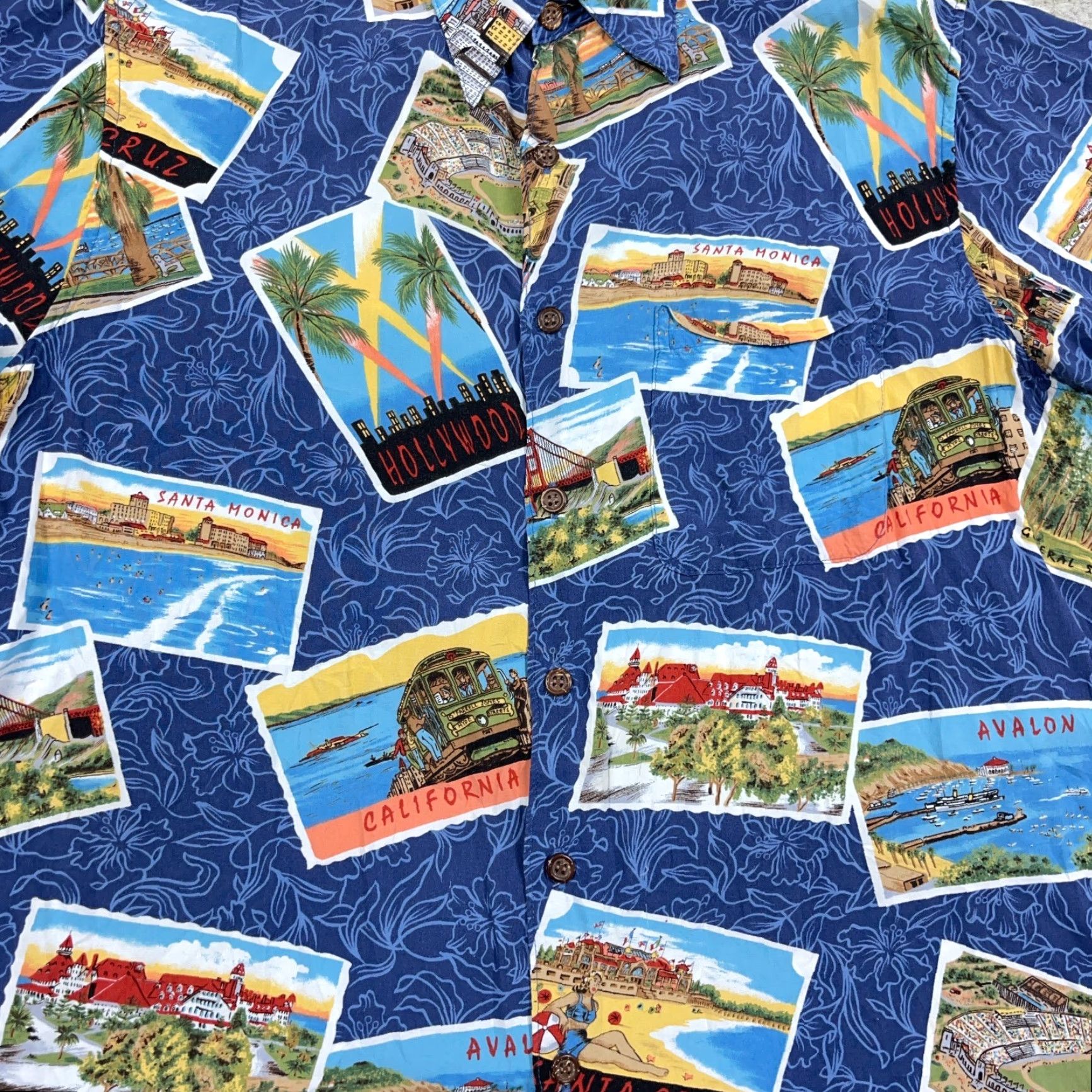 Reyn Spooner VINTAGE Reyn Spooner Hawaiian Shirt Men Medium Blue Rayon Postcards Adult Size US M / EU 48-50 / 2 - 3 Thumbnail