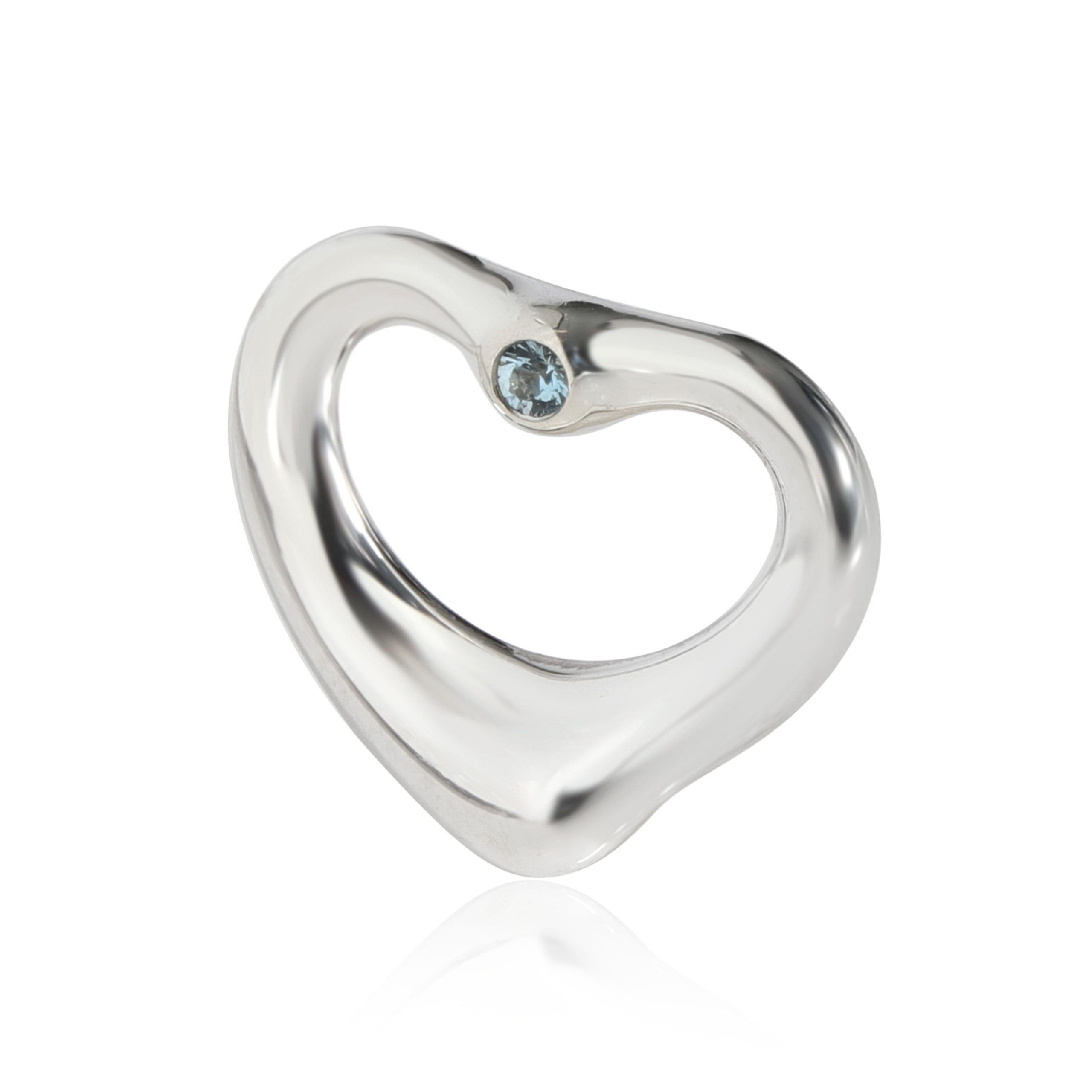 image of Tiffany Co Tiffany & Co. Elsa Peretti Blue Topaz Open Heart Pendant In Sterling Silver, Women's