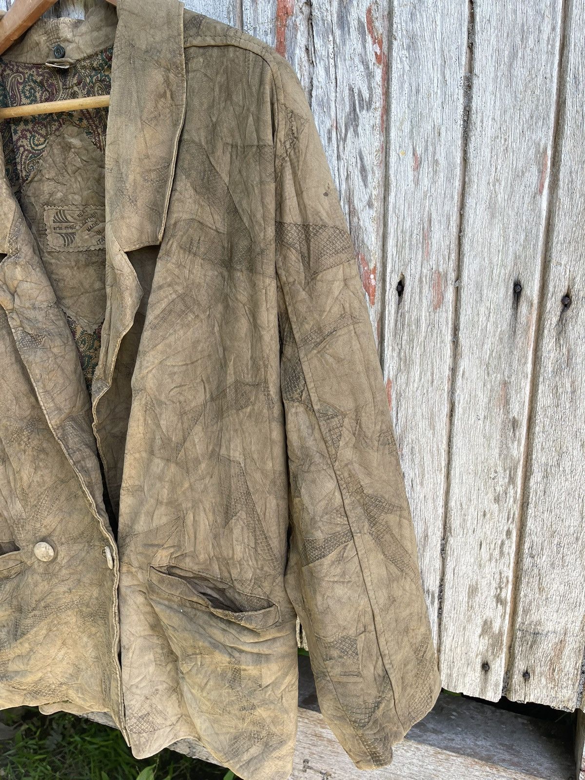Designer Vintage Erta Mode Distressed Italian Leather Blazer Size US L / EU 52-54 / 3 - 3 Thumbnail