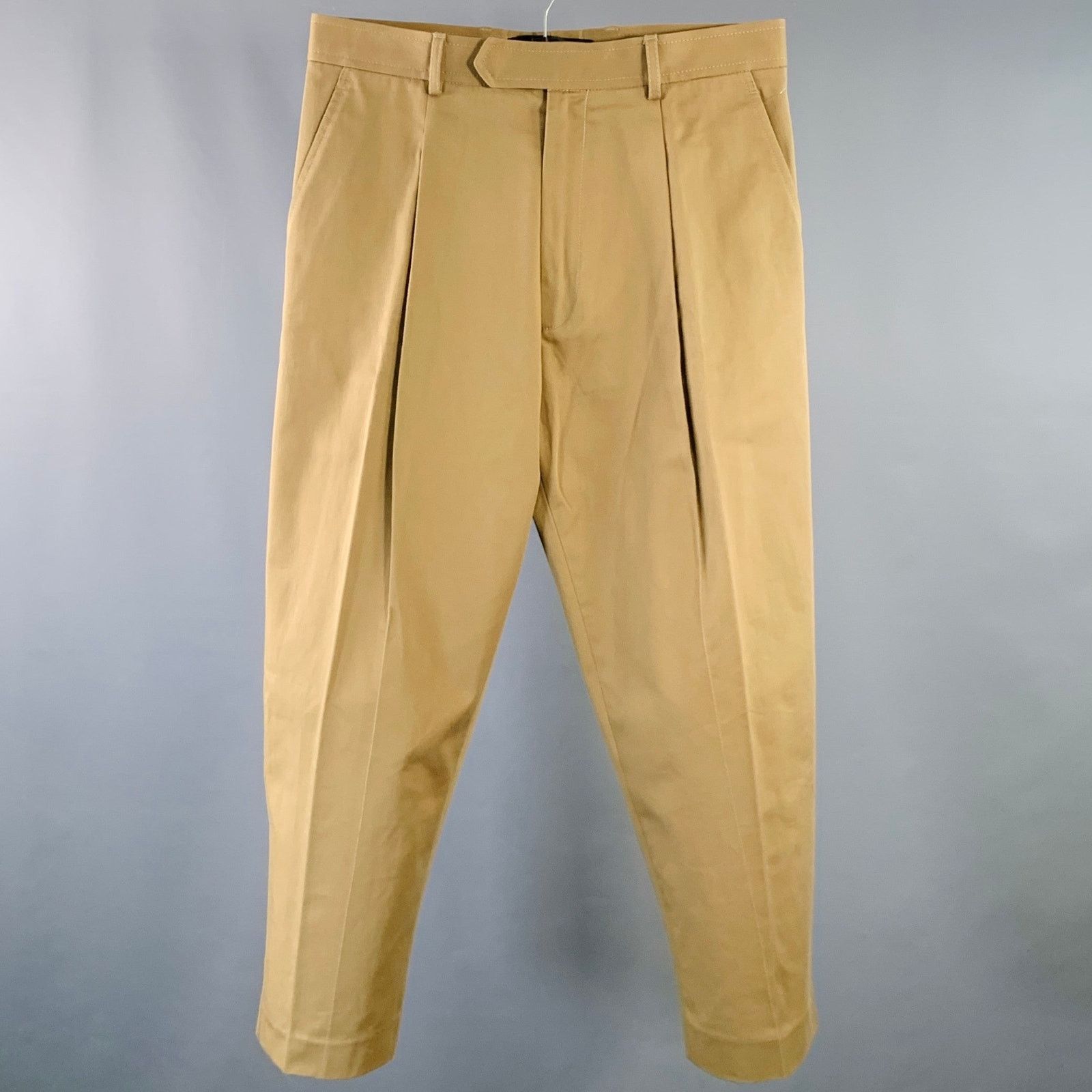 Haider Ackermann HAIDER ACKERMANN Size 32 Khaki Pleated Cropped Casual Pants Size US 32 / EU 48 - 1 Thumbnail