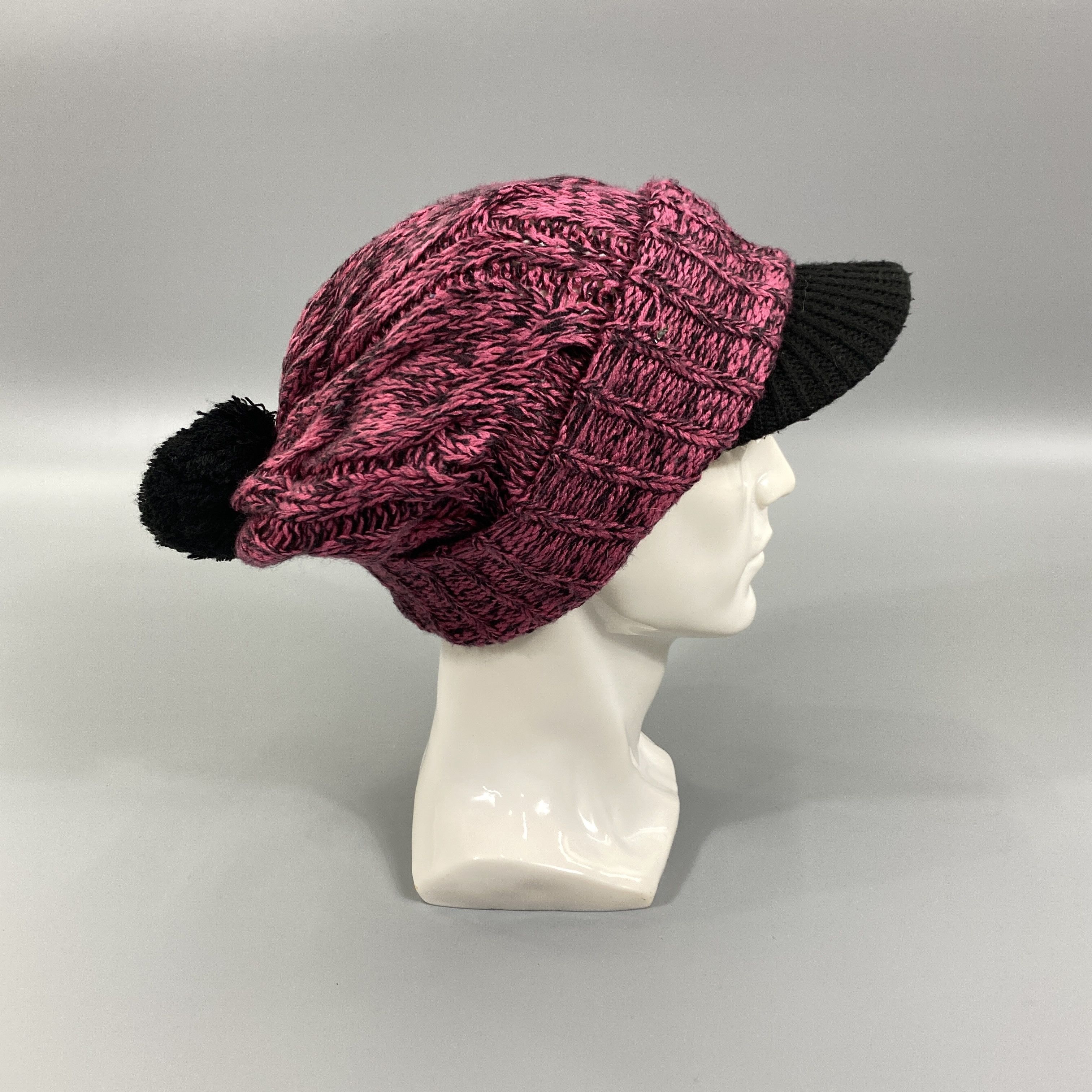 Japanese Brand Knitted Beanie Hats With Brim And Pom Pom -BN951 Size ONE SIZE - 4 Thumbnail