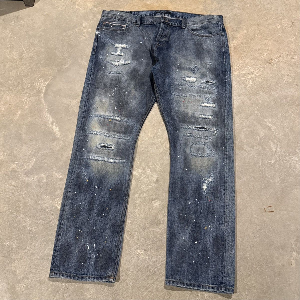 Cult Of Individuality Faded Distressed Japanese Selvedge Paint Splatter Jeans ERD Size US 42 / EU 58 - 2 Thumbnail