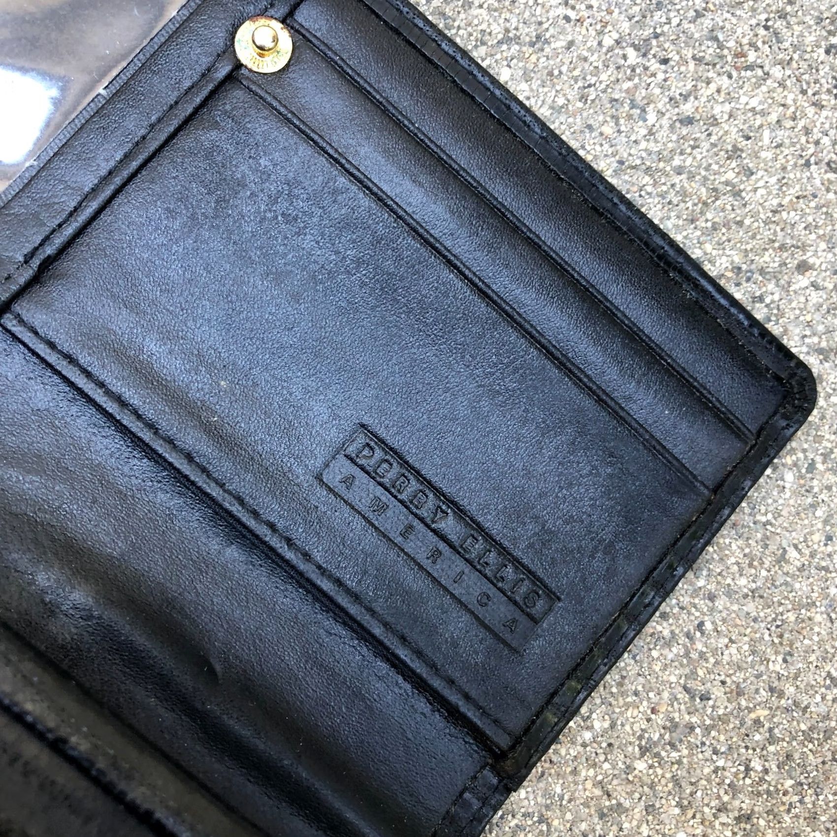 Perry Ellis VTG Perry Ellis Wallet Tri Fold Leather Black Card 7.5" W x 4" H Women One Size Wallet Black Perry Ellis Size ONE SIZE - 5 Thumbnail
