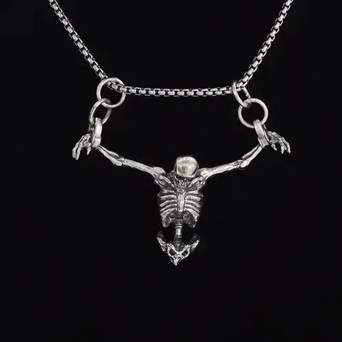 Jewelry Half Body Skull Pendant Necklace Size ONE SIZE - 2 Thumbnail