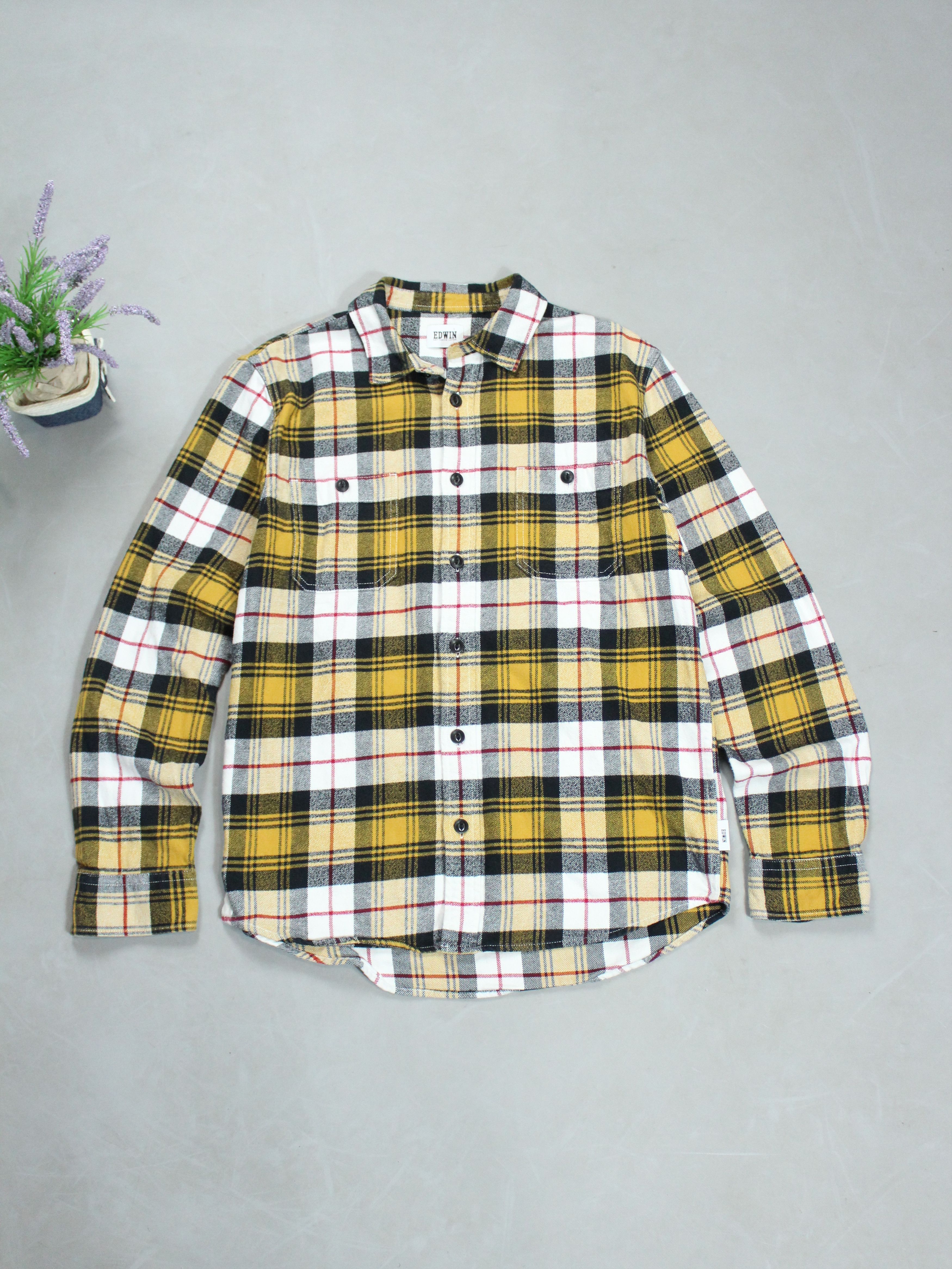 Edwin × Japanese Brand EDWIN LABOUR SHIRT CHECHERED YELLOW SHIRT MENS M 48 Size US M / EU 48-50 / 2 - 1 Thumbnail