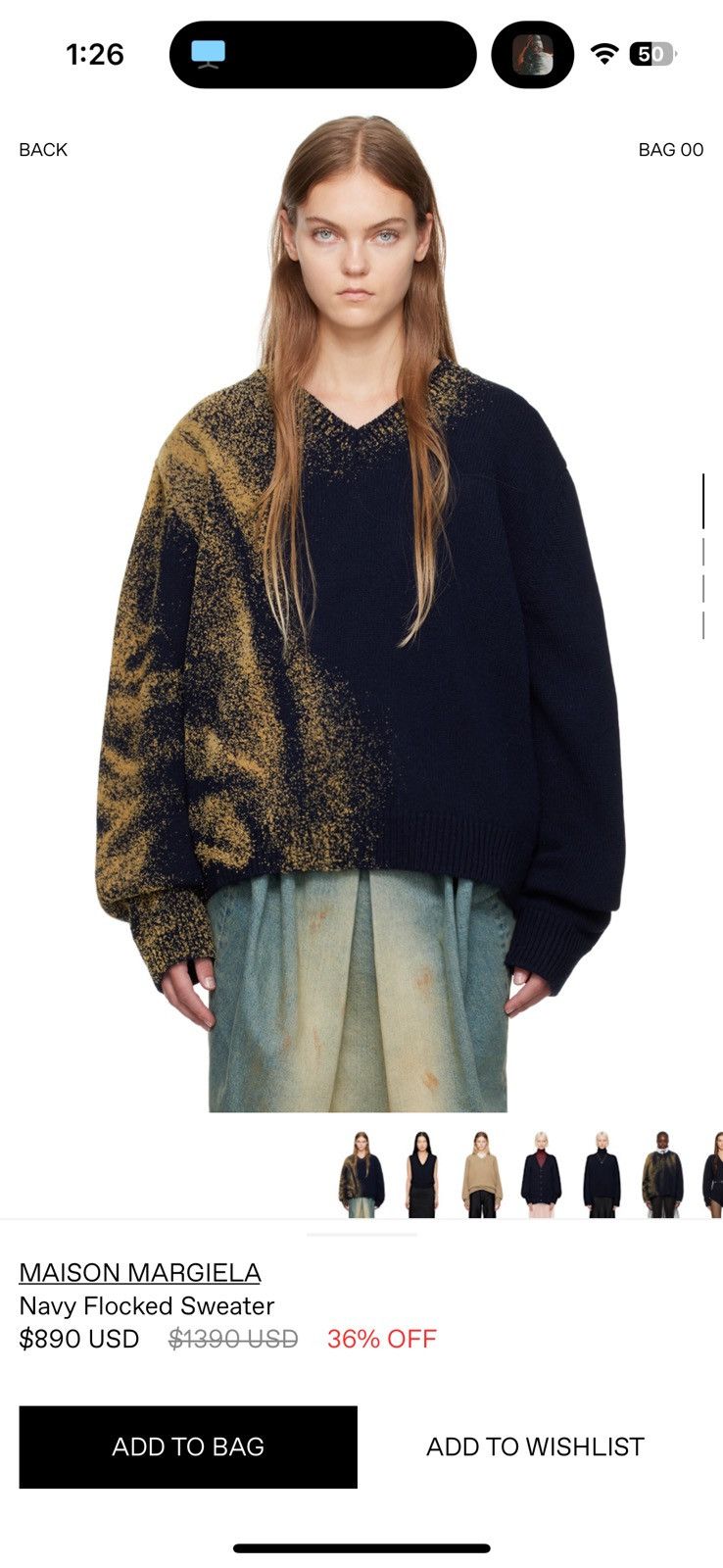Maison Margiela SS/24 Sandstorm V-Neck Flocked Sweater Size US S / EU 44-46 / 1 - 9 Thumbnail