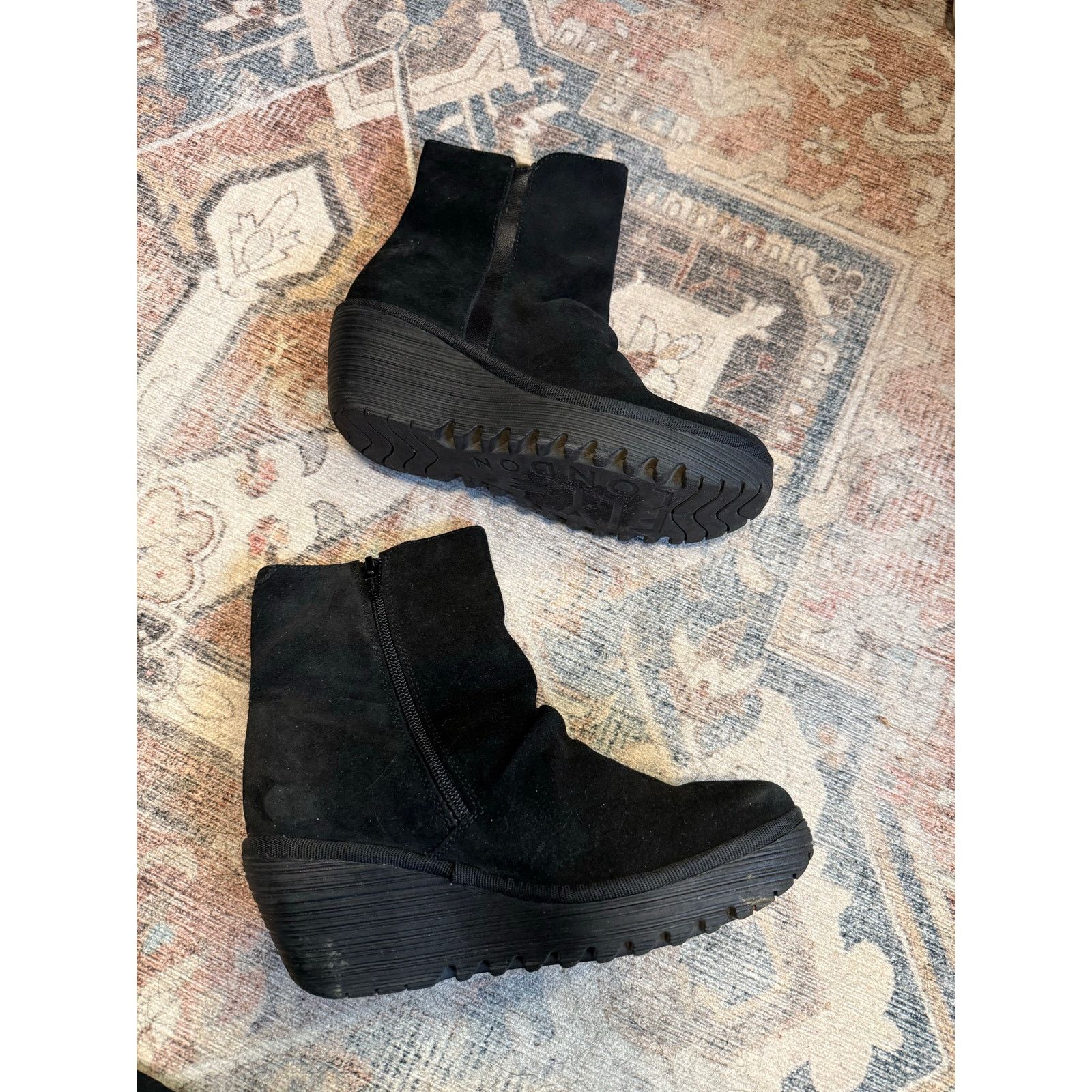 Fly London FLY LONDON Black Heeled Ankle Booties Sz EU 37 / US 7 ($269) Size US 7 / IT 37 - 8 Thumbnail