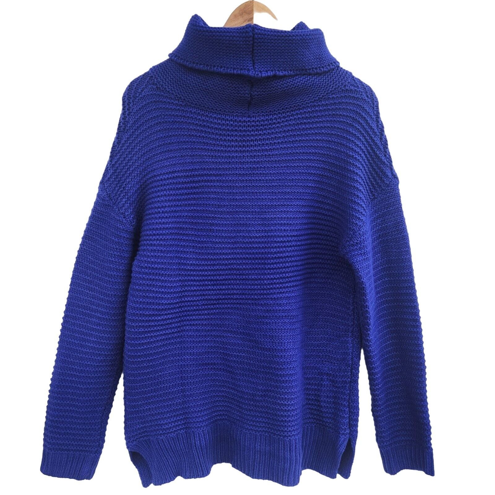 Other ⭐ Sz M Women's Casual Sweater Blue Wool Knit Casual Turtle N Size M / US 6-8 / IT 42-44 - 2 Thumbnail