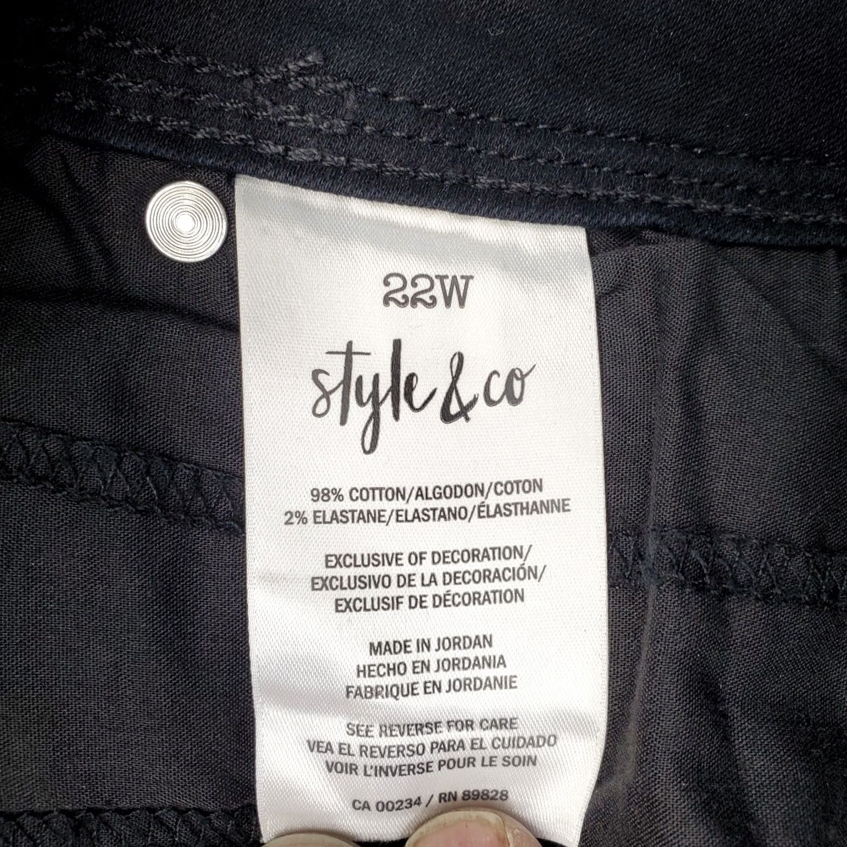 Vintage Style&co. Straight Jeans Womens 22W Black Denim Dark Wash 5-Pocket Streetwear Jeans Size 40" / US 18 - 7 Thumbnail