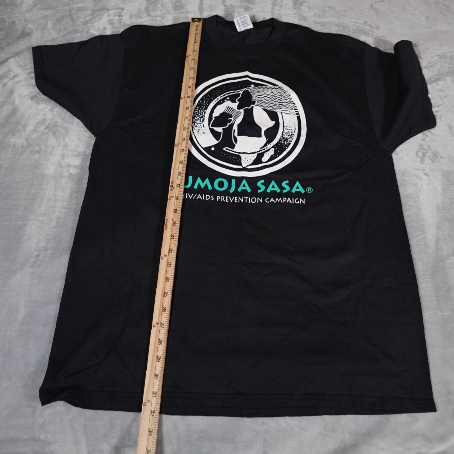 Vintage VINTAGE Umoja Sasa HIV Aids Campaign 90s Graphic Print T-Shirt Men XL Black Cotton Size US XL / EU 56 / 4 - 8 Thumbnail