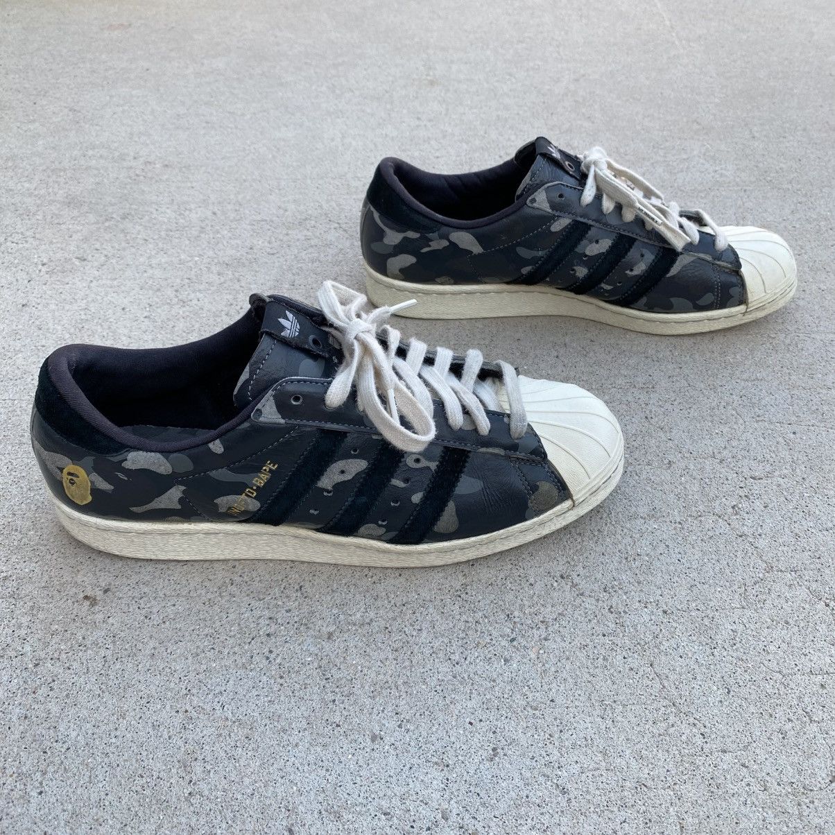 Adidas Superstar 80s Bape Shoes Undefeated Black Camo Size