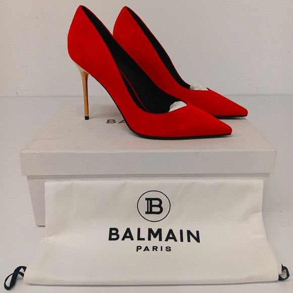 Balmain Balmain Women's Red Ruby Decollete Stiletto Heels - EU37/US7 Size US 7 / IT 37 - 1 Thumbnail
