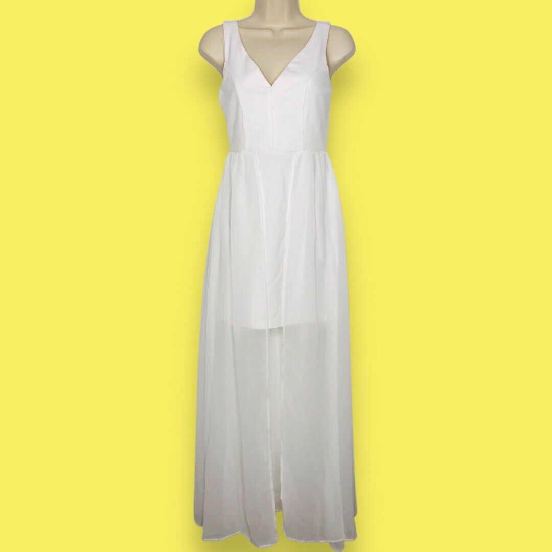 Other Charlotte Russe White Mini Dress S Sheer Chiffon Maxi Wrap Size S / US 4 / IT 40 - 1 Thumbnail