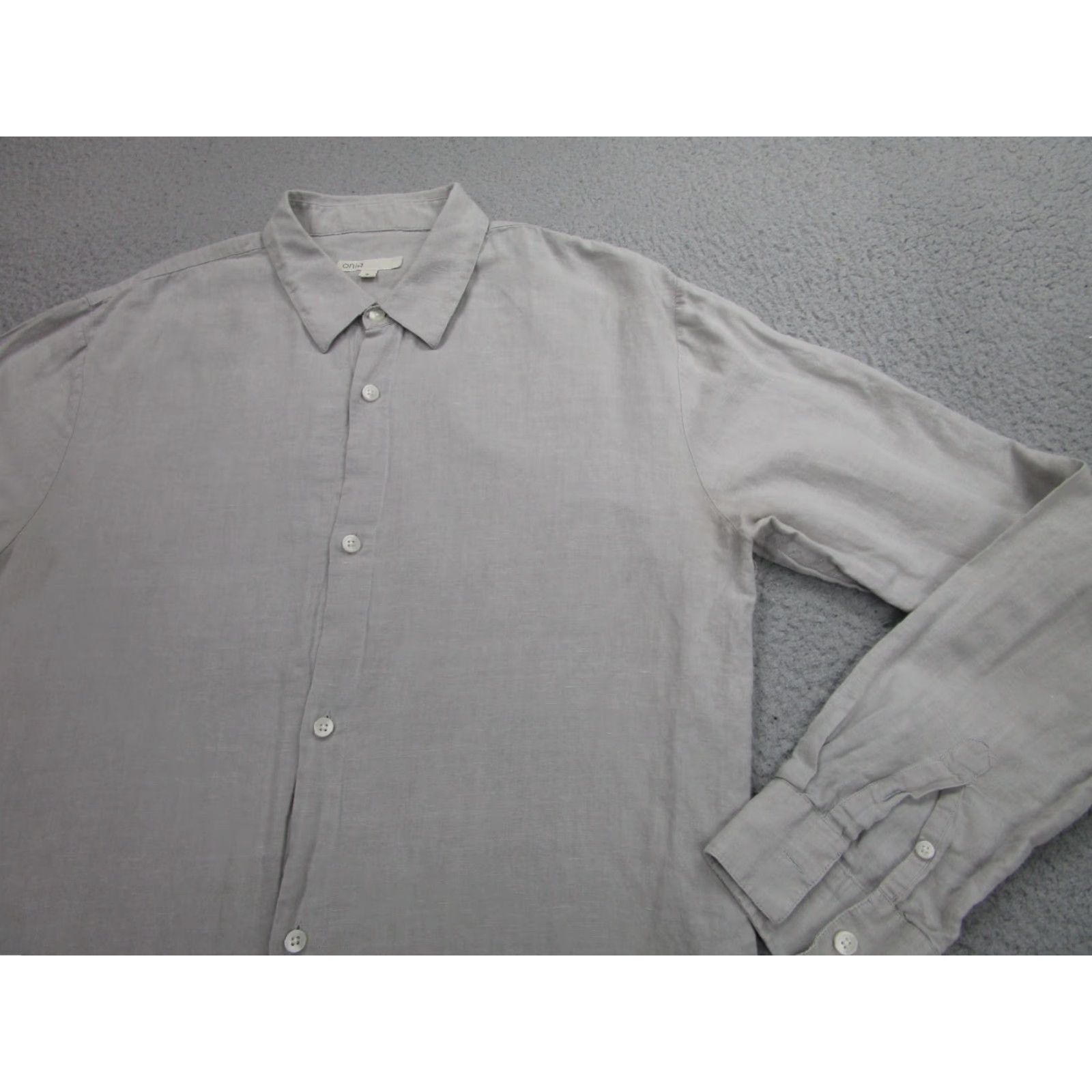 Onia ONIA Shirt Men Medium Gray Linen Blend Button Long Sleeve Chambray Casual Shirt Size US M / EU 48-50 / 2 - 2 Thumbnail