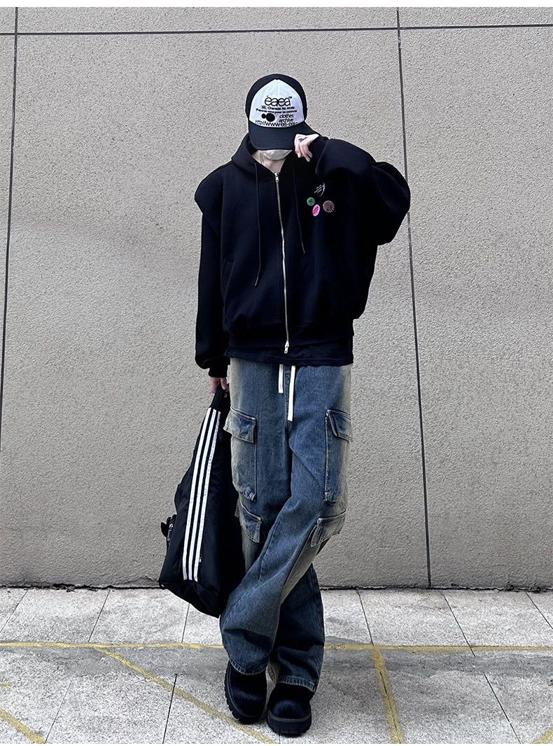 Lace Up Pockets Trousers Jeans