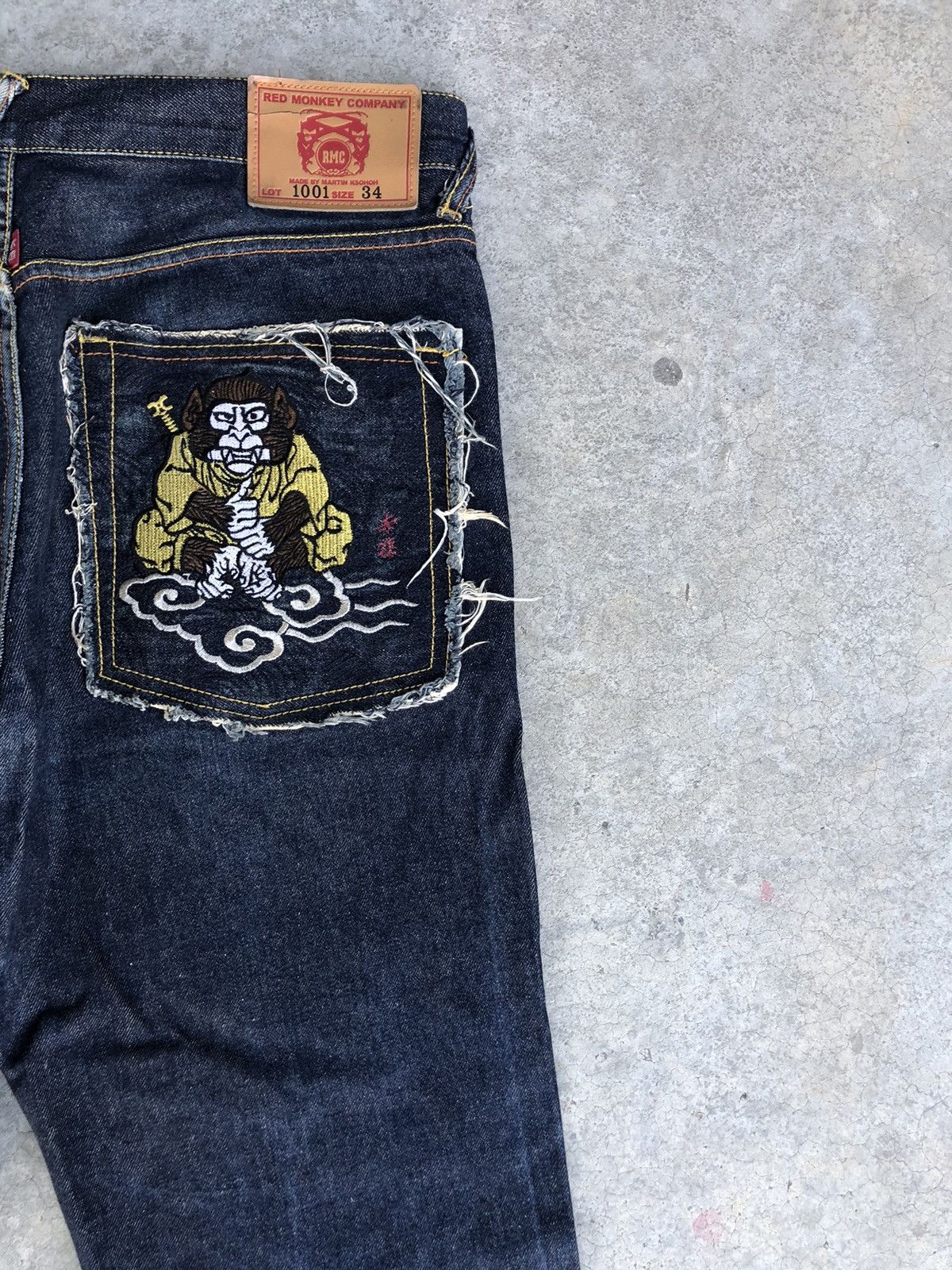 RMC Jeans Red Monkey Company Embroidered Jeans Distressed Jeans Size US 34 / EU 50 - 10 Thumbnail
