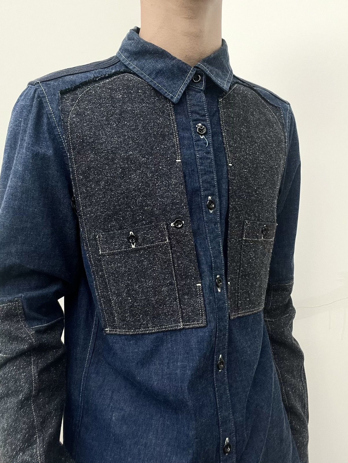 Marithe + Francois Girbaud Marithe Francois Girbaud Patch Denim Shirt Size US M / EU 48-50 / 2 - 3 Thumbnail