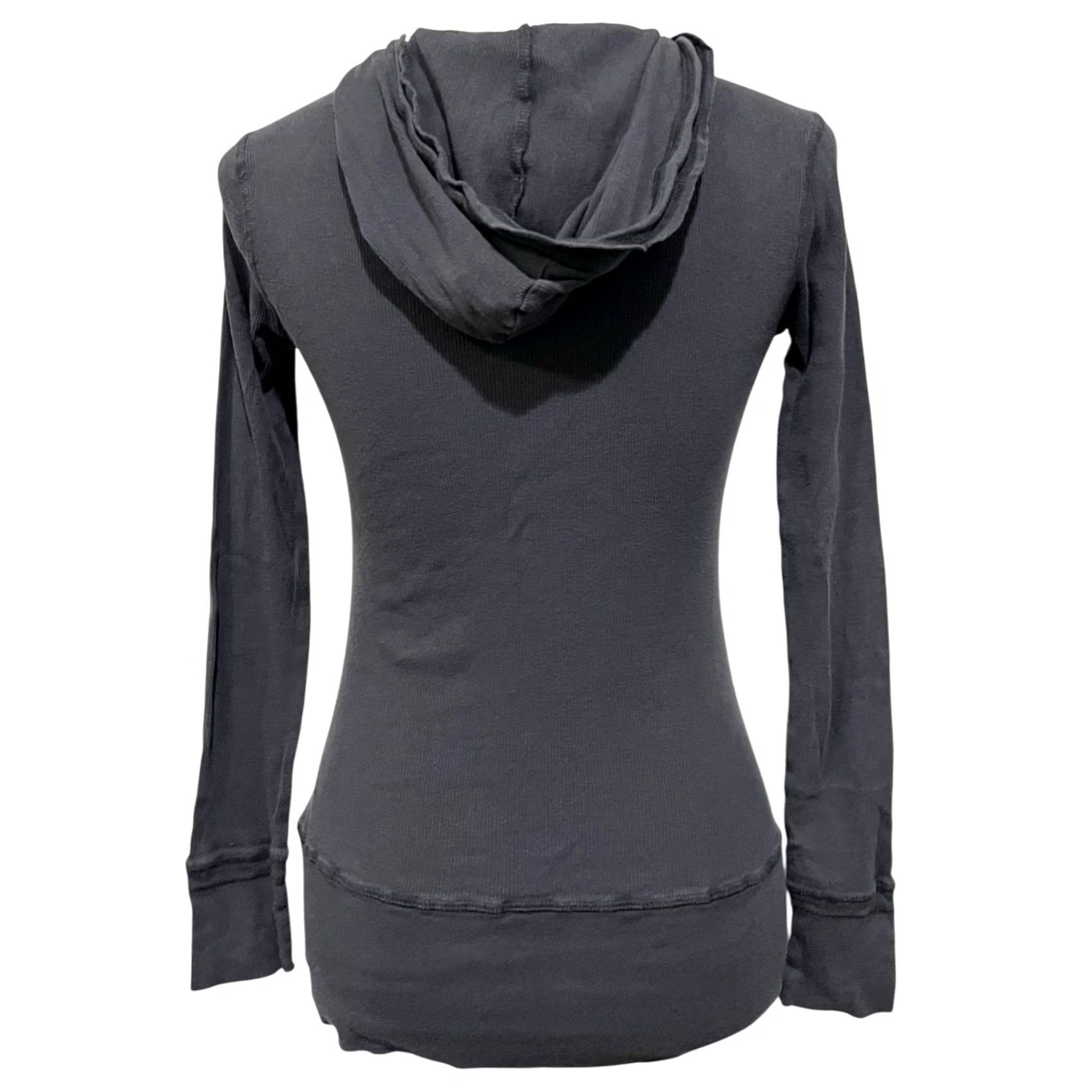 L.E.I. VINTAGE LEI Hoodie Top Pullover Tunic Gray 100% Cotton Size Large Women's Casual Y2K Lace Pocket Distressed Size L / US 10 / IT 46 - 6 Thumbnail