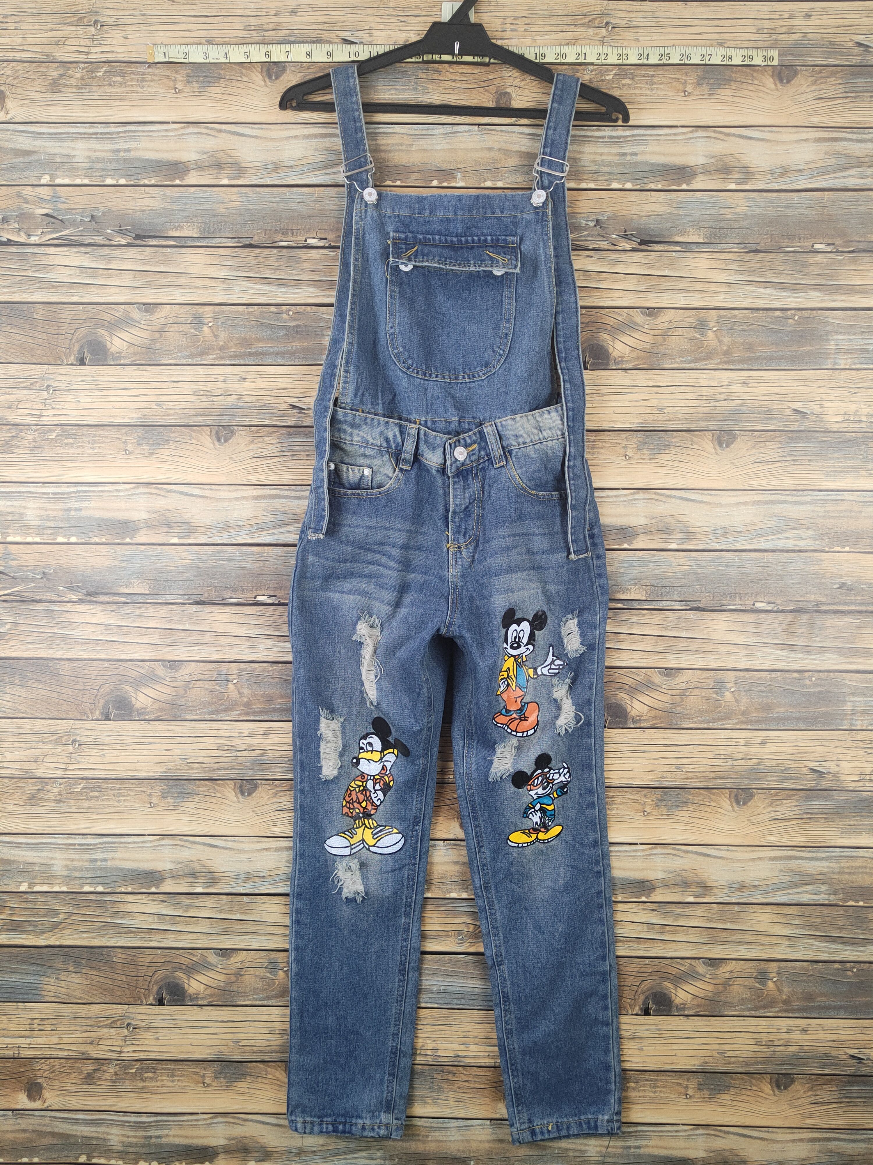 Japanese Brand × Vintage Vintage Japanese Brand Blue Denim Mickey Mouse Jumpsuits Size 27" / US 4 / IT 40 - 1 Thumbnail