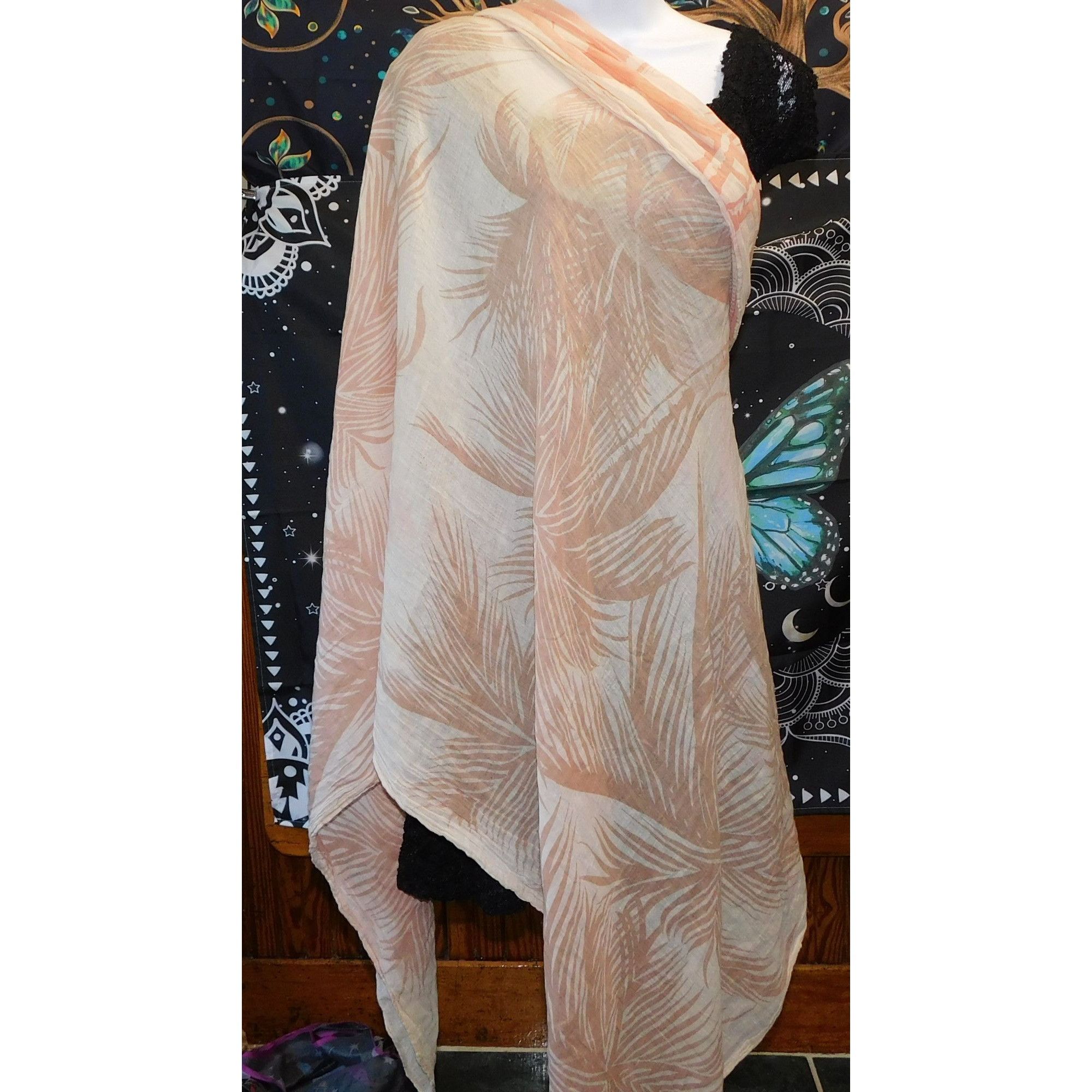 Other Cream And Peach Palm Tree Lightweight Scarf Size ONE SIZE - 1 Thumbnail