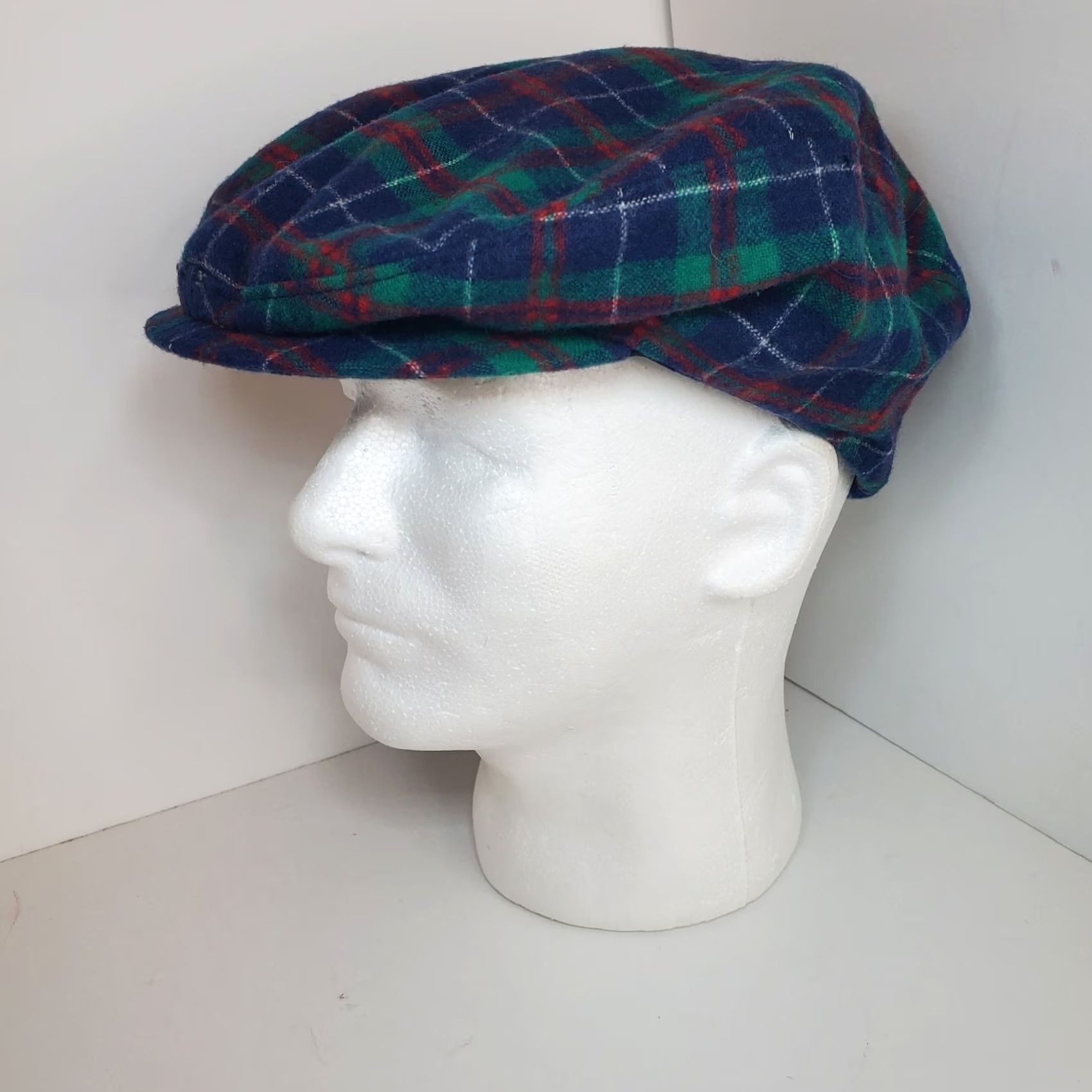 Pendleton VINTAGE Pendleton Wool Cabby Newsboy Cap Hat Blue Tartan Plaid M USA 60s Mens Wool Tweed Lined Dad Grandpa US Vintage 60s Plaid Newsboy Cap Size ONE SIZE - 2 Thumbnail