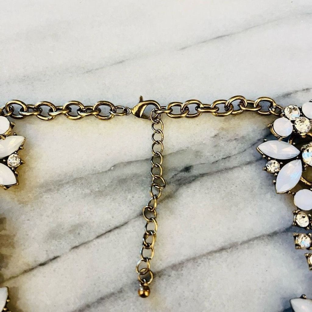 Jewelry Faux Moonstone Statement Necklace Crystal Bib Glam Size ONE SIZE - 5 Thumbnail