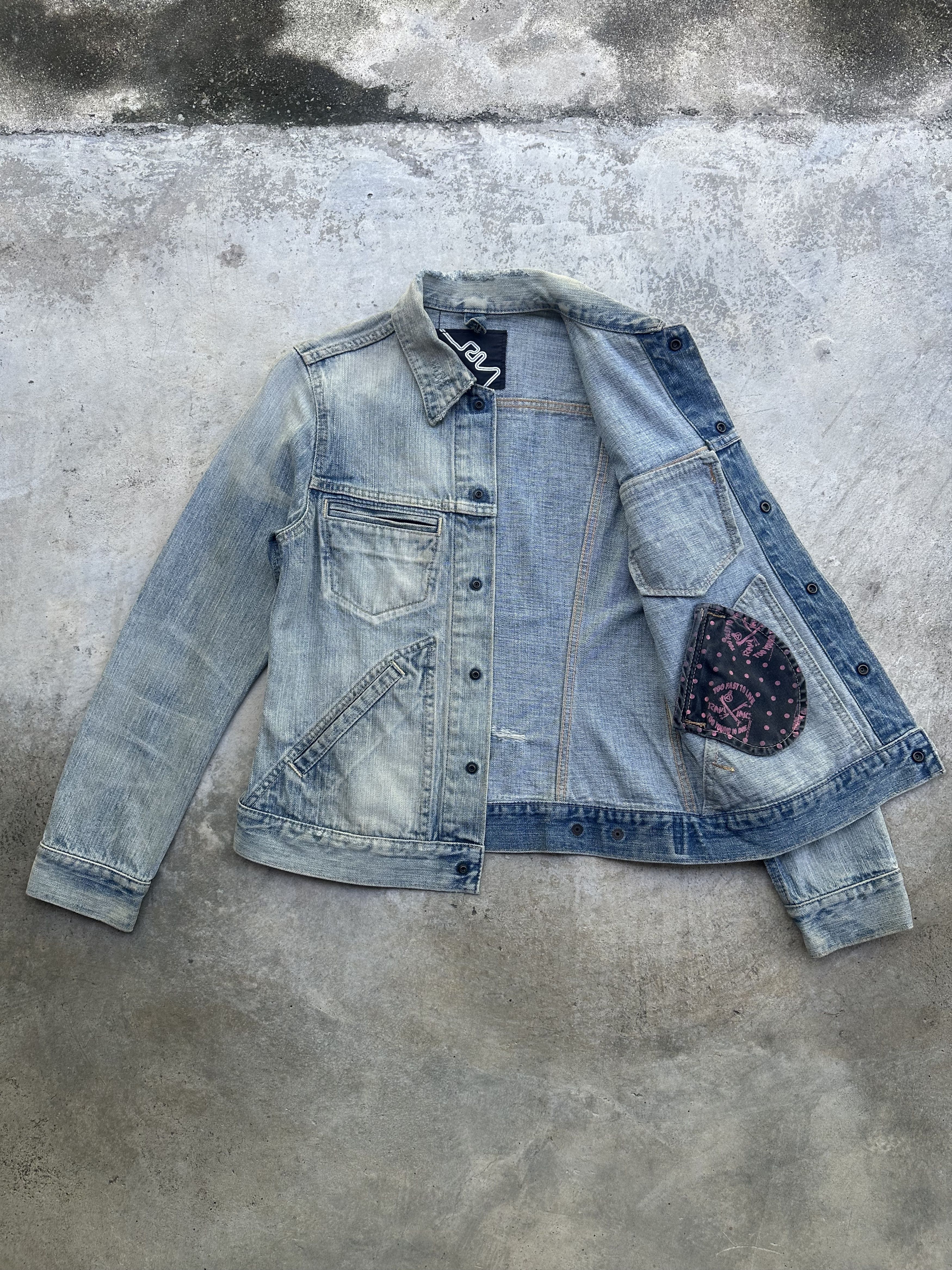 If Six Was Nine Vintage RNA Distressed Denim Snap Button Patina Jacket Jeans Size US M / EU 48-50 / 2 - 3 Thumbnail