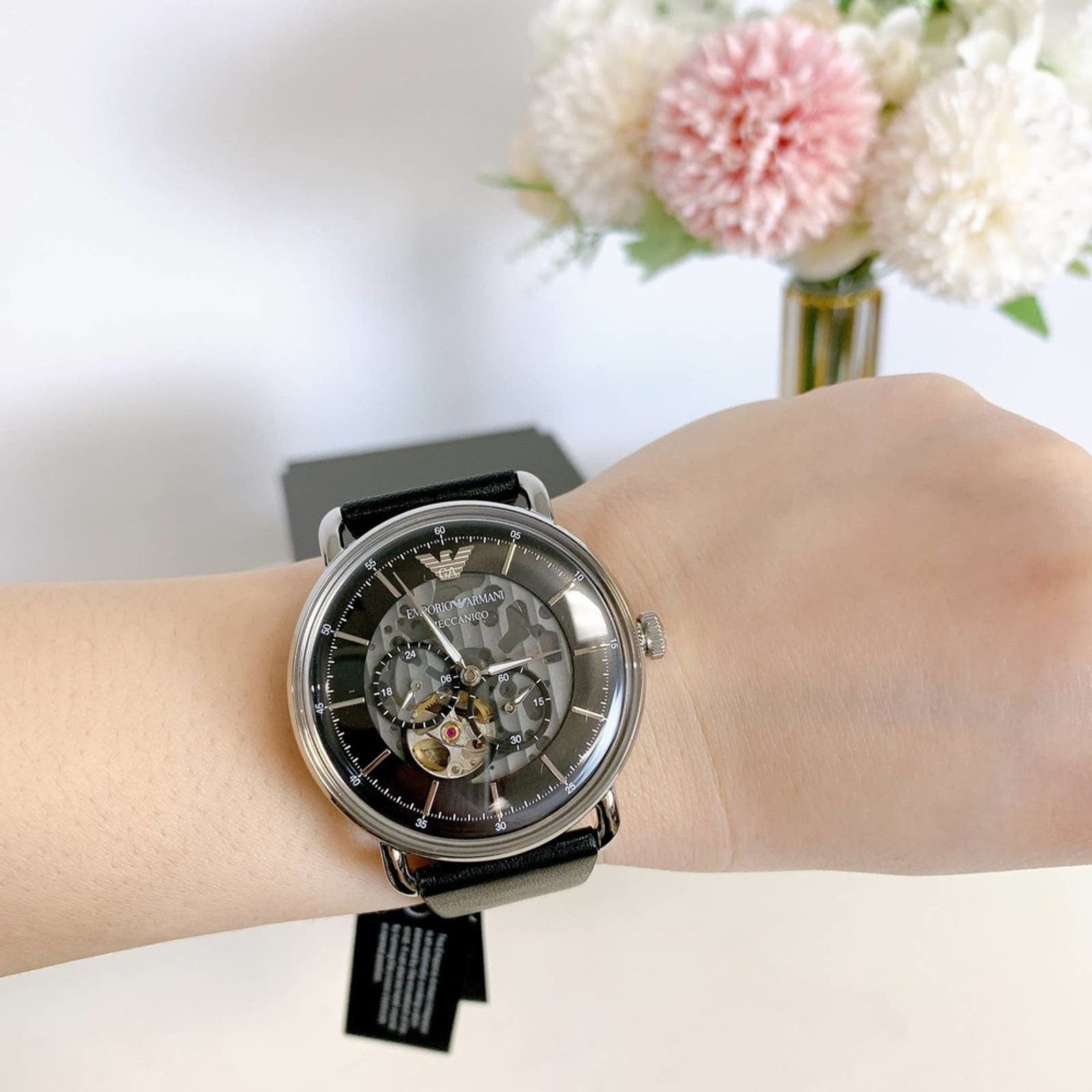 Emporio Armani Emporio Armani AR60026 Multifunction Black Leather Watch Size ONE SIZE - 1 Thumbnail