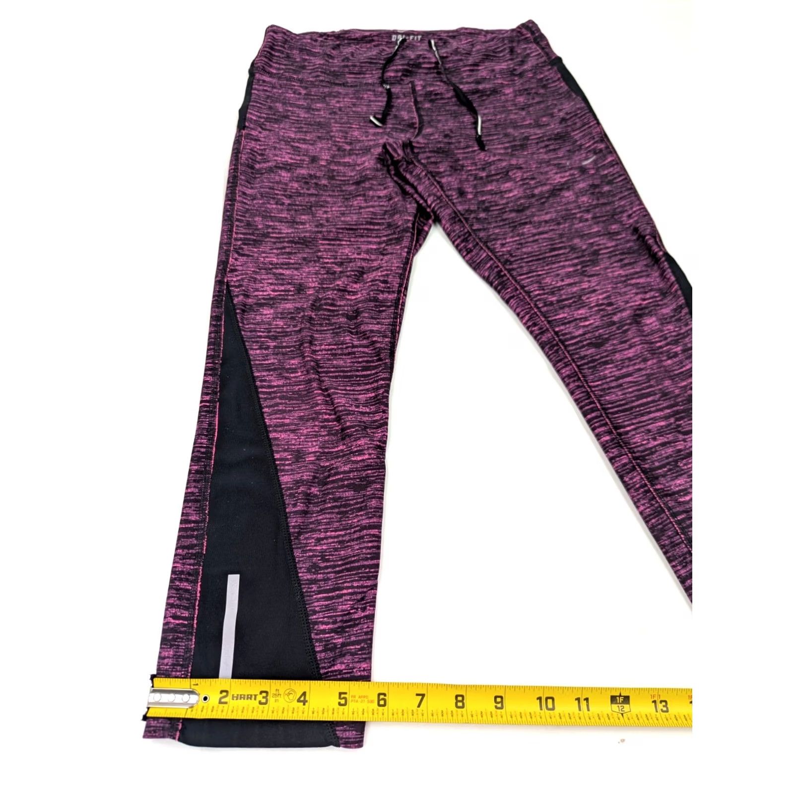 Nike Nike Capri Leggings Womens M Pink Black Midrise Running Sport Casual Size 32" / US 10 / IT 46 - 2 Thumbnail