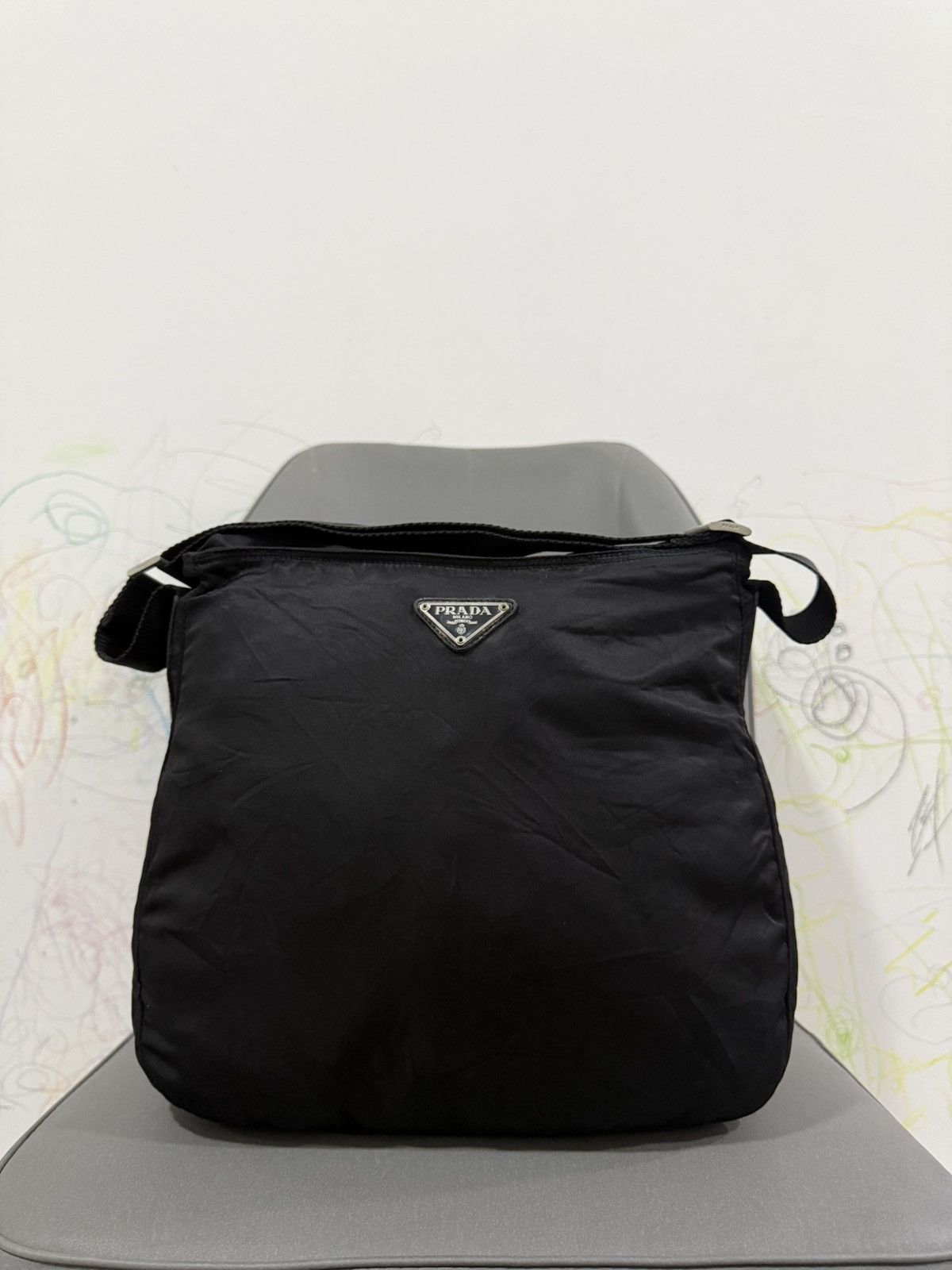 Prada Vintage Prada Black Medium Sling Shoulder Nylon Bag Size ONE SIZE - 1 Thumbnail