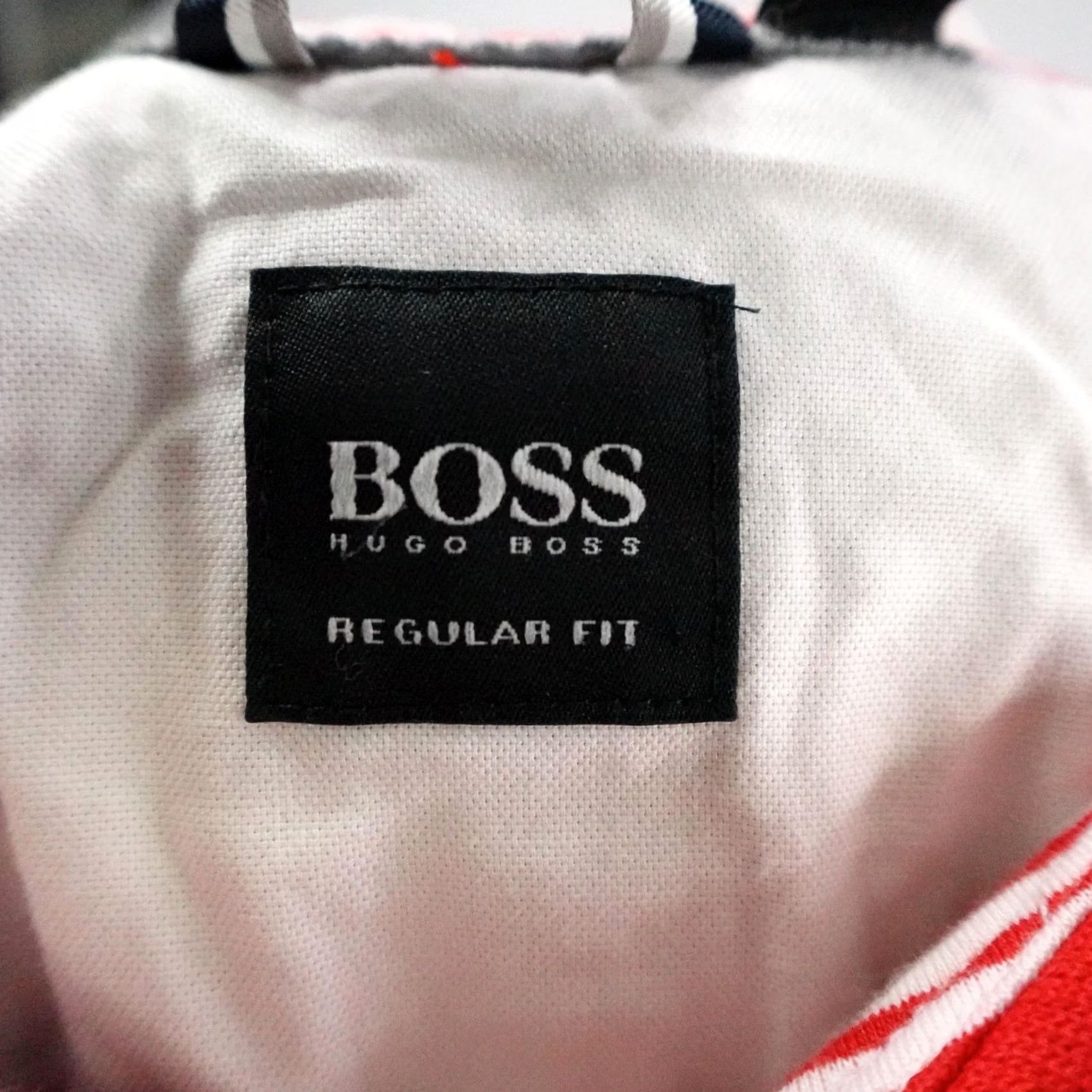 Hugo Boss HUGO BOSS Polo Shirt Mens Large Red White Striped Regular Fit Cotton Size US L / EU 52-54 / 3 - 7 Thumbnail