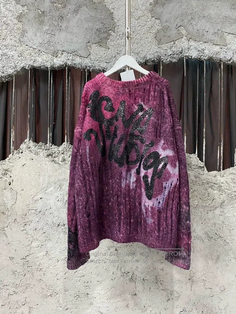 Acne Studios Acne Studios Purple Tie-Dye Destroyed Sweater Size US M / EU 48-50 / 2 - 2 Thumbnail