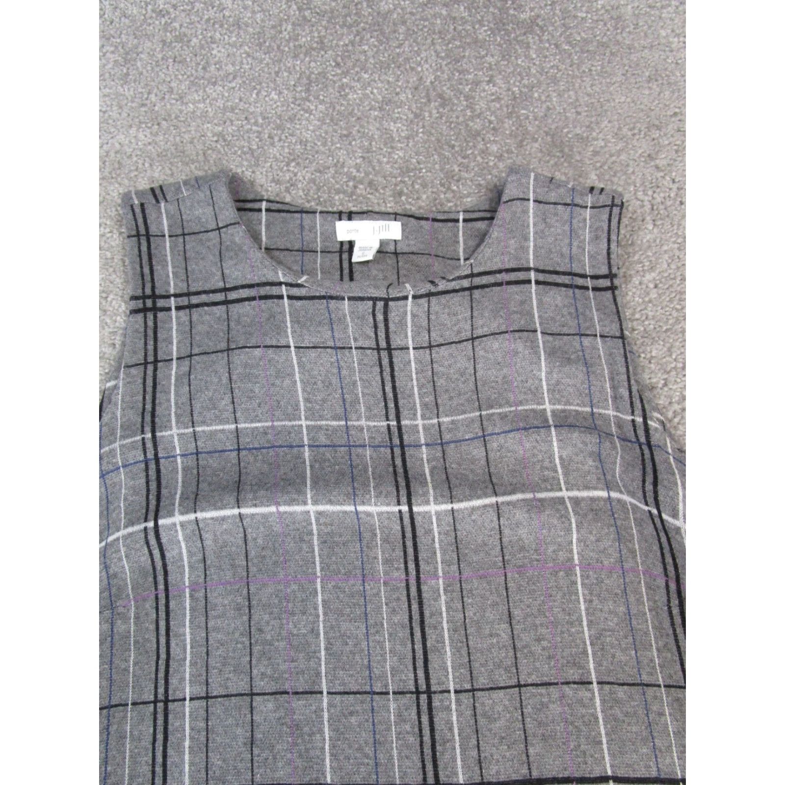 J. Jill VINTAGE J. Jill Plaid Shift Dress Petite Small Gray Sleeveless A-Line Business Casual Womens Size S / US 4 / IT 40 - 2 Thumbnail