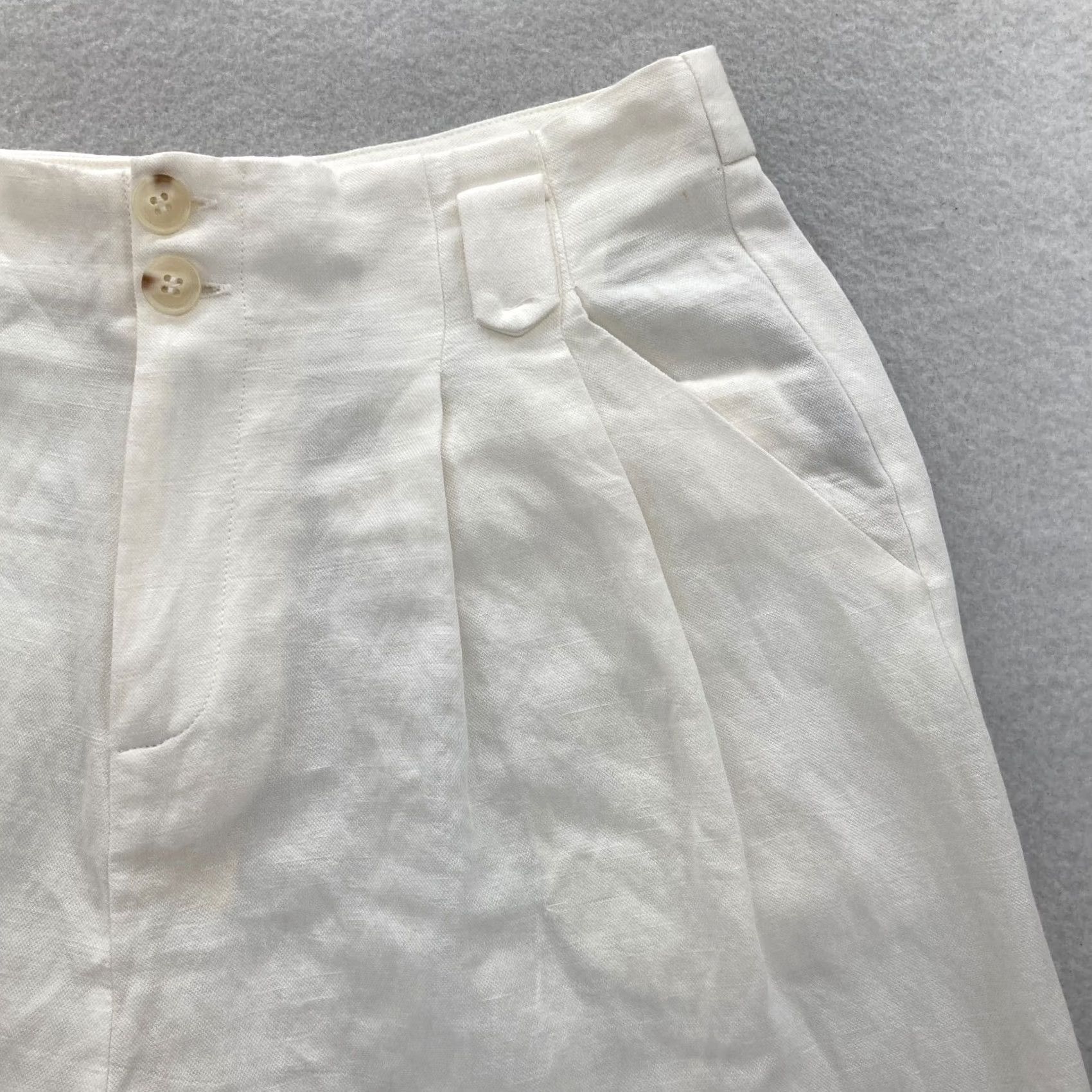 Anthropologie The Korner Linen Pleated Trousers Women's 4 White Relaxed Taper Pants Size 27" / US 4 / IT 40 - 3 Thumbnail